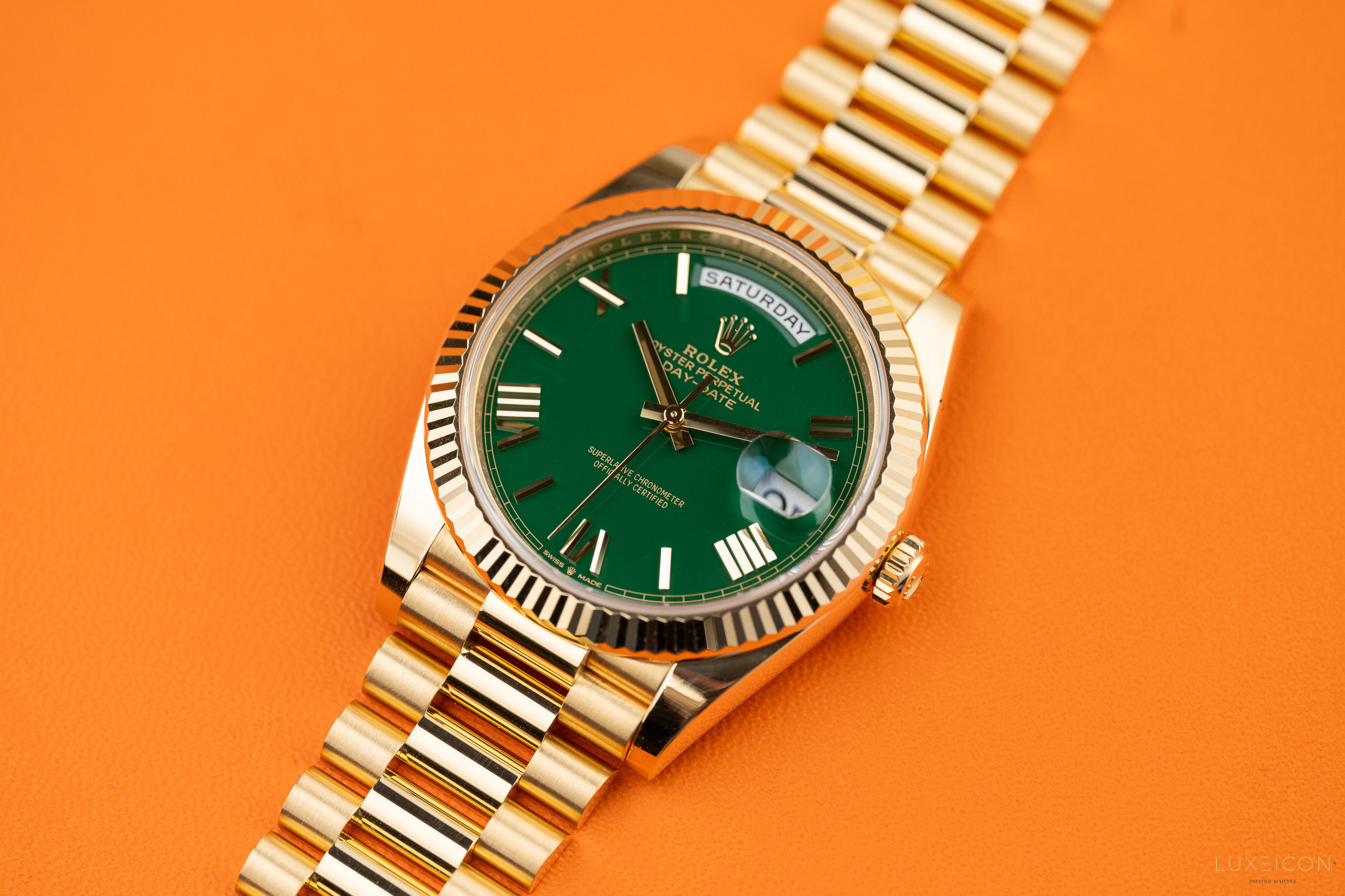 Rolex Day-Date 40 Yellow Gold Day-Date 40mm Green Roman Dial 228238 2024