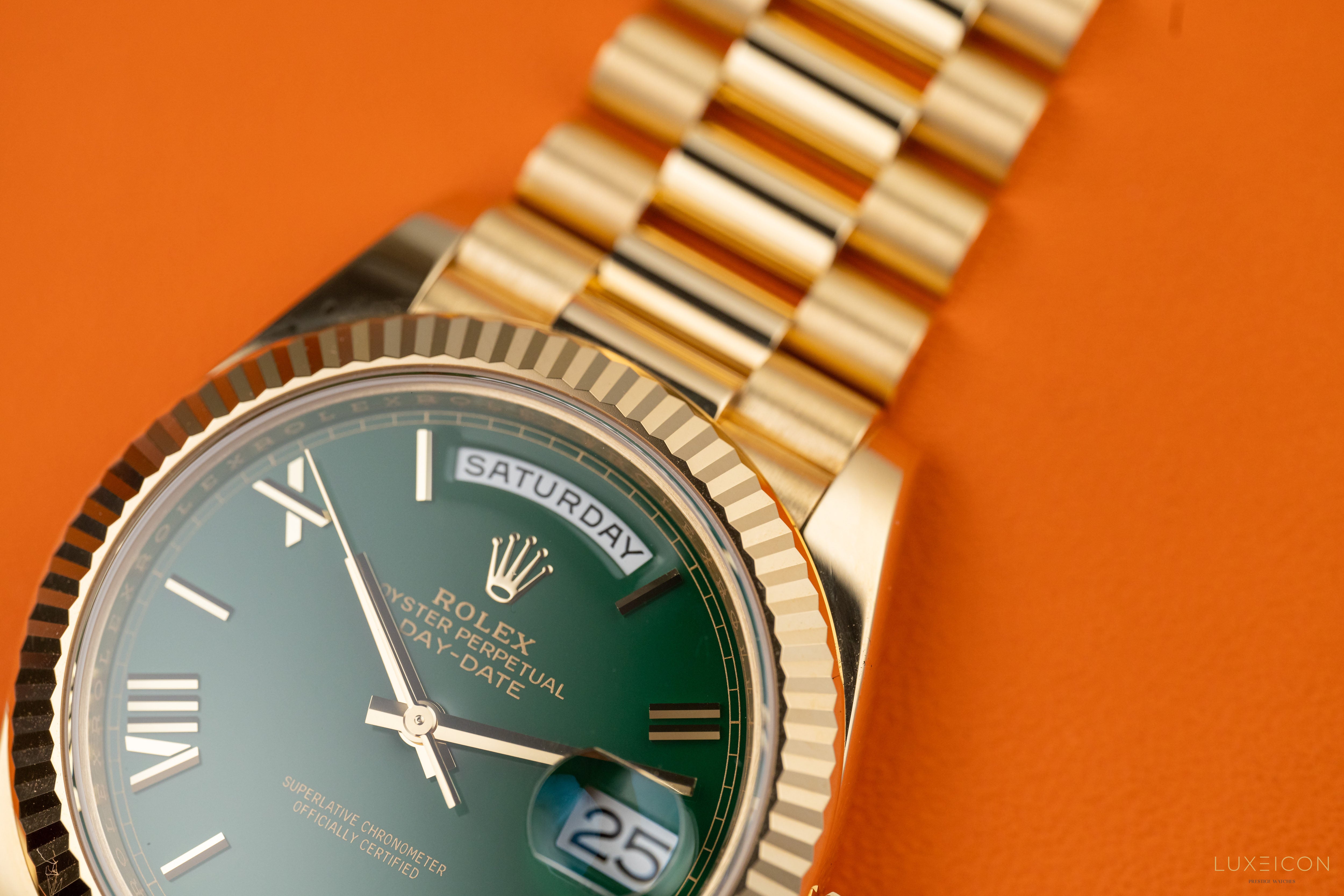 Rolex Day-Date 40 Yellow Gold Day-Date 40mm Green Roman Dial 228238 2024