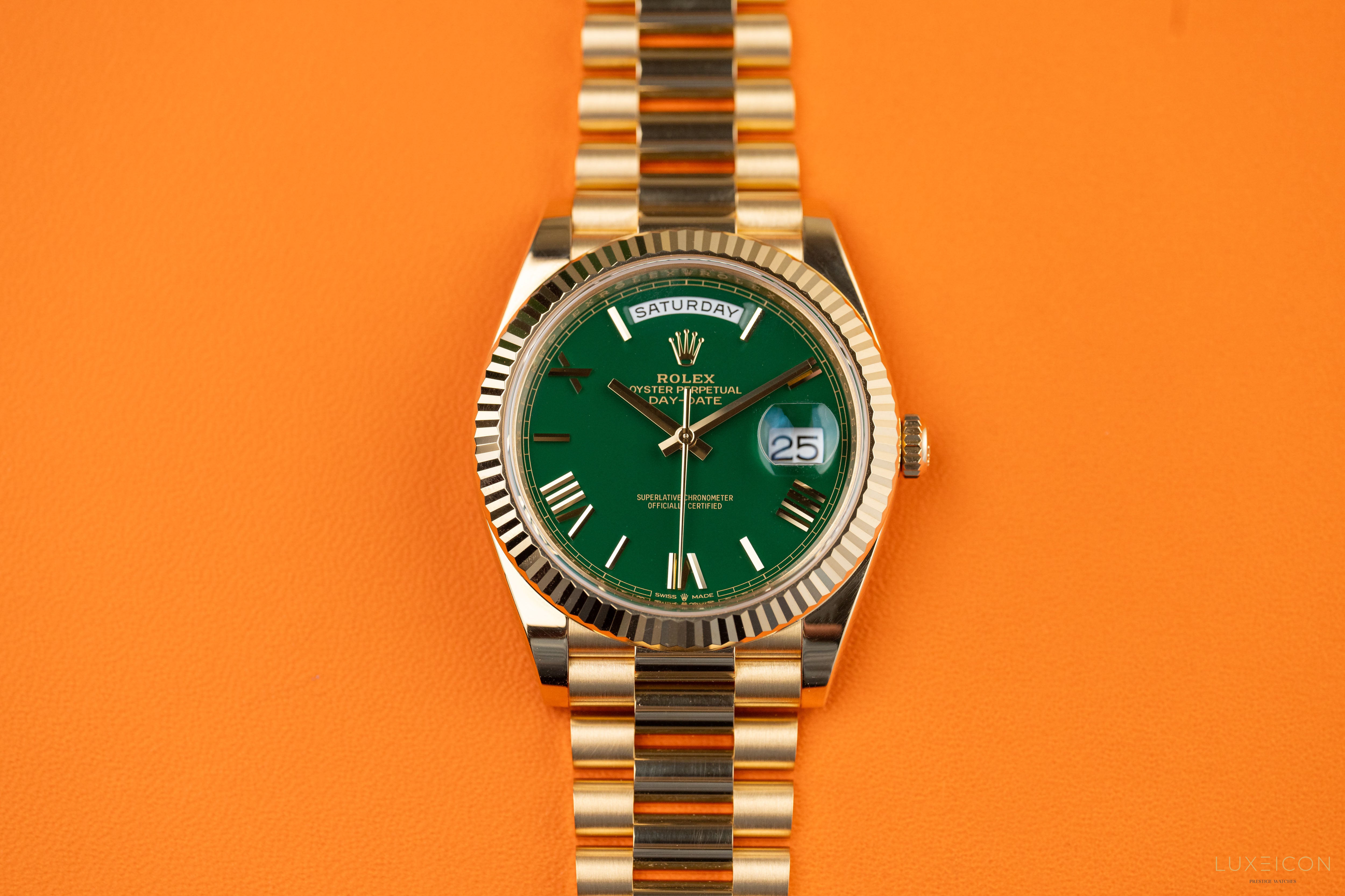Rolex Day-Date 40 Yellow Gold Day-Date 40mm Green Roman Dial 228238 2024