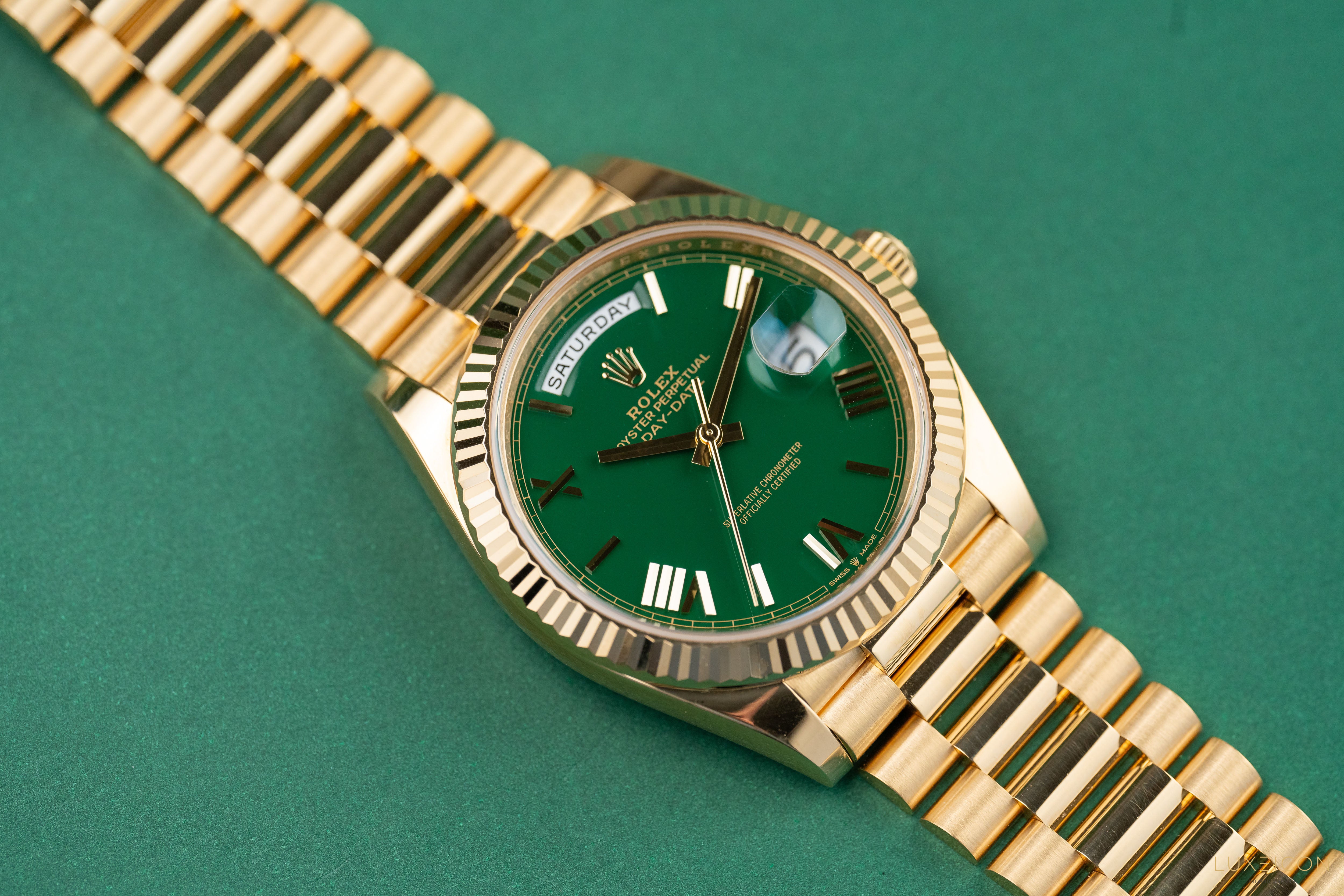 Rolex Day-Date 40 Yellow Gold Day-Date 40mm Green Roman Dial 228238 2024