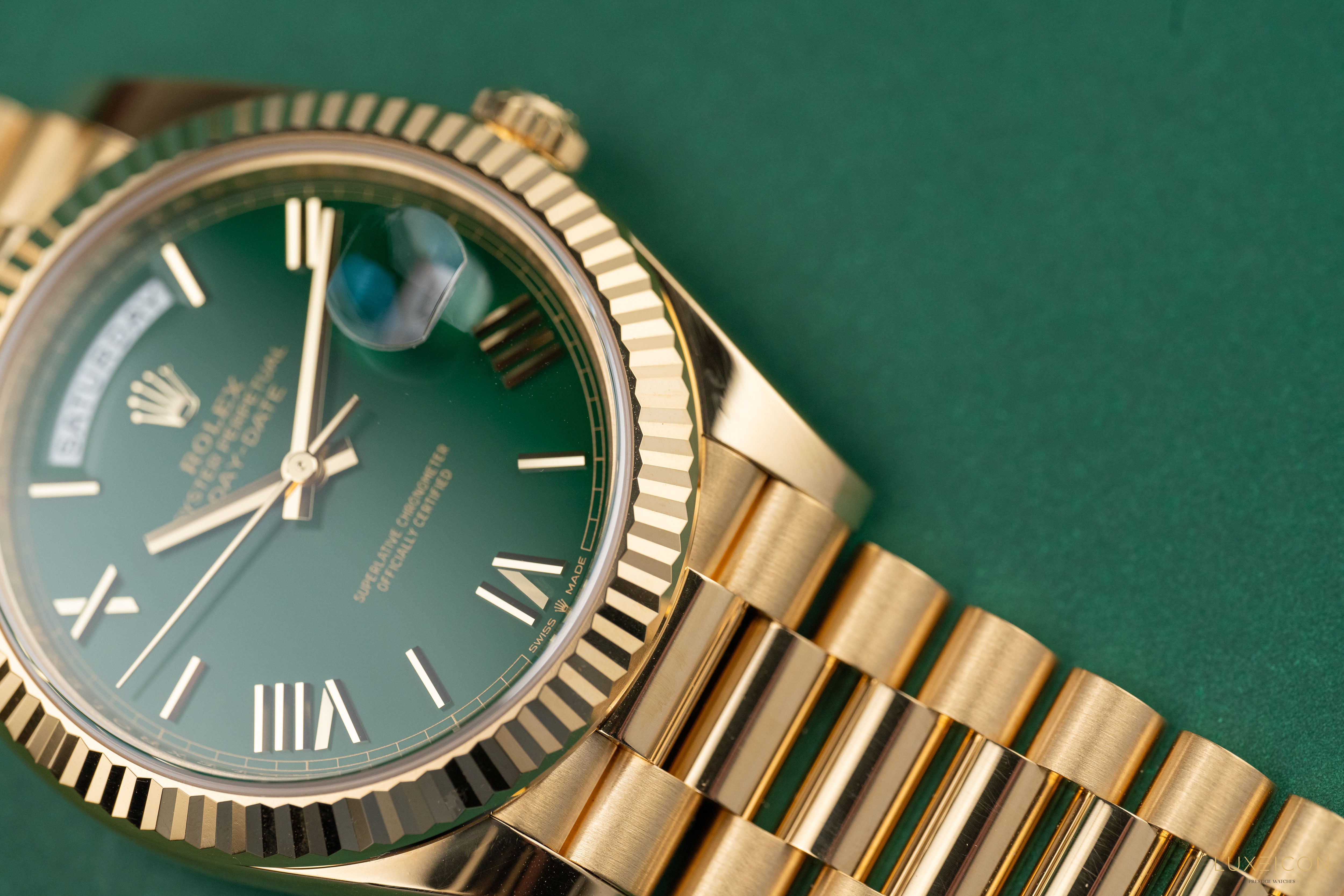 Rolex Day-Date 40 Yellow Gold Day-Date 40mm Green Roman Dial 228238 2024
