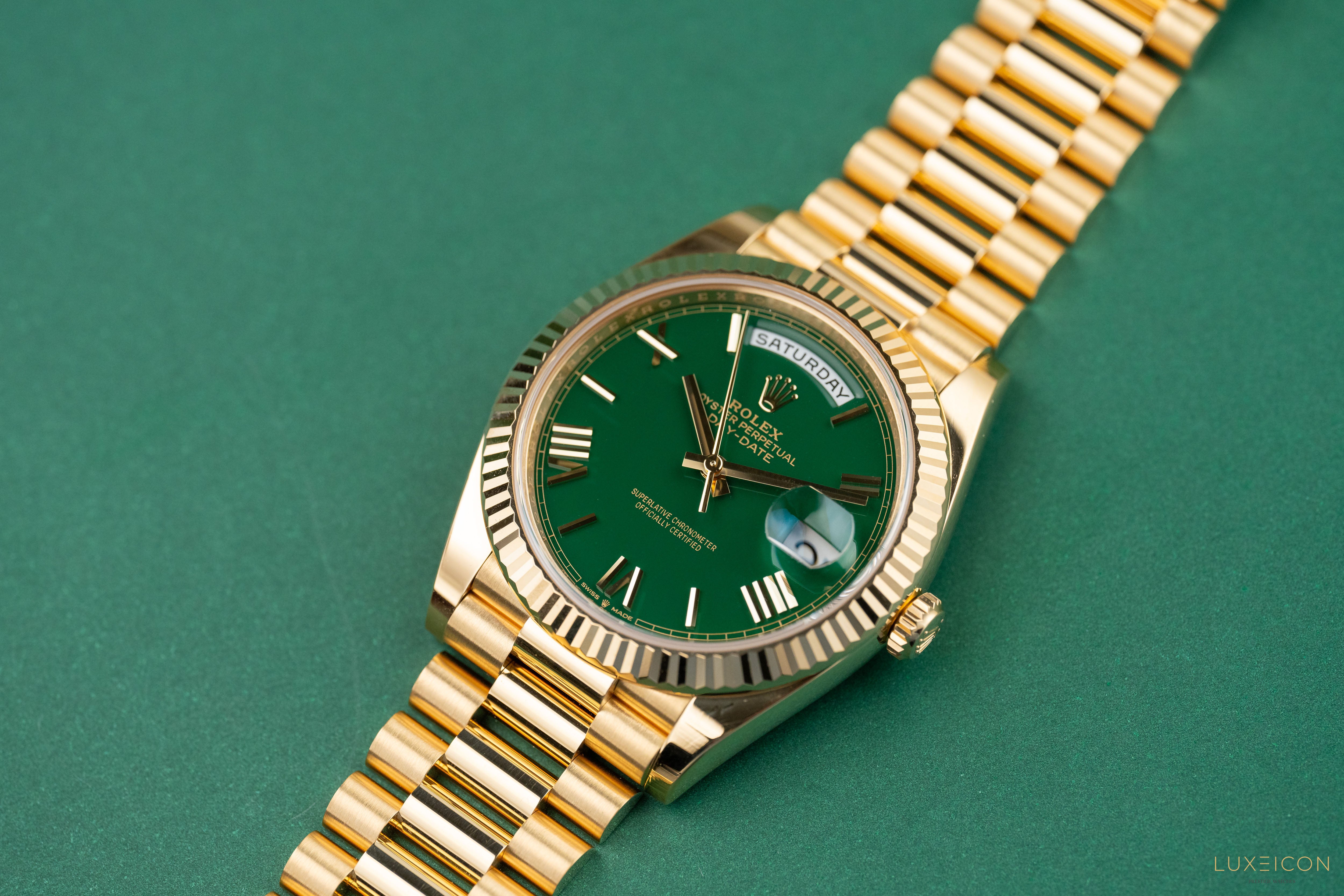 Rolex Day-Date 40 Yellow Gold Day-Date 40mm Green Roman Dial 228238 2024