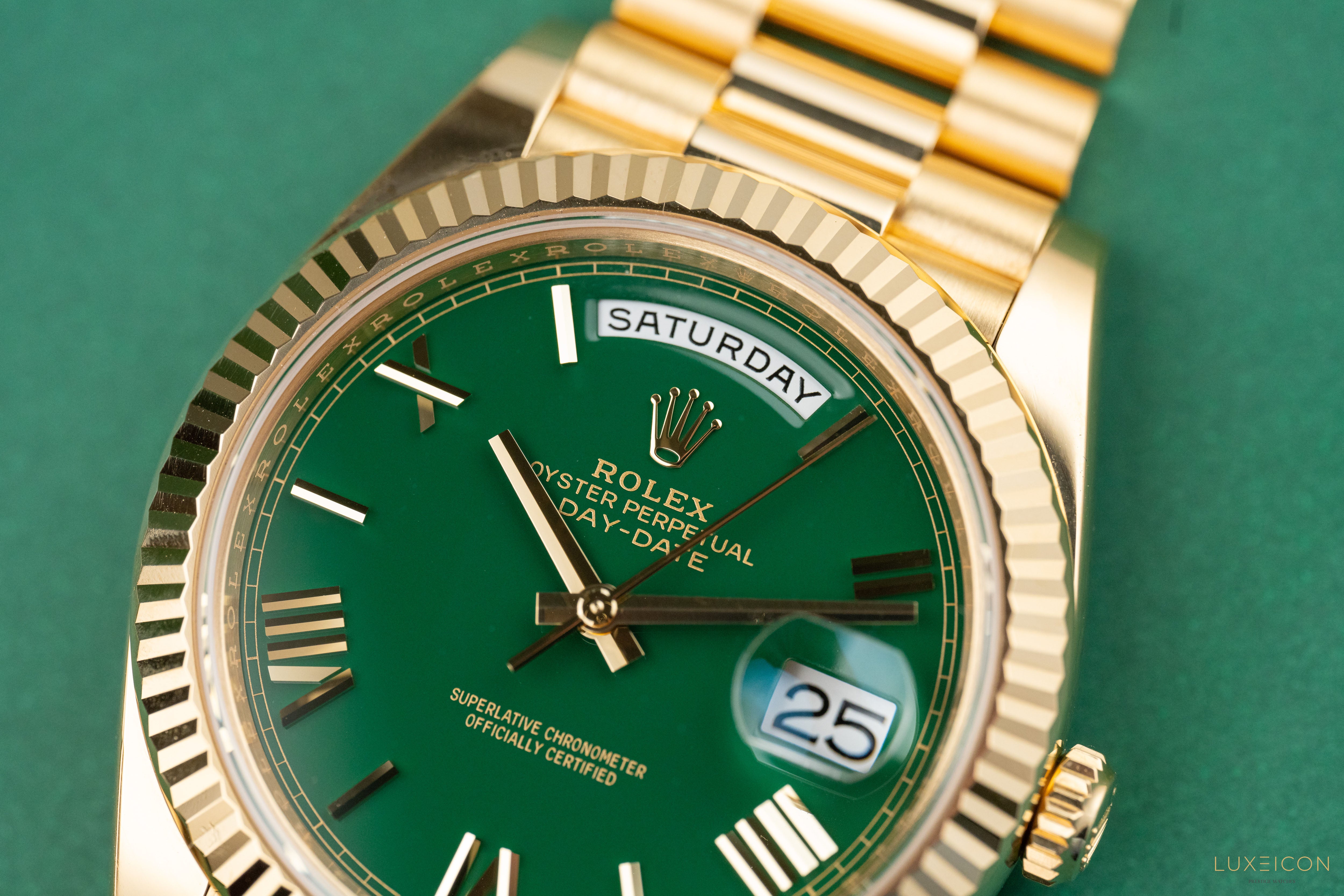 Rolex Day-Date 40 Yellow Gold Day-Date 40mm Green Roman Dial 228238 2024