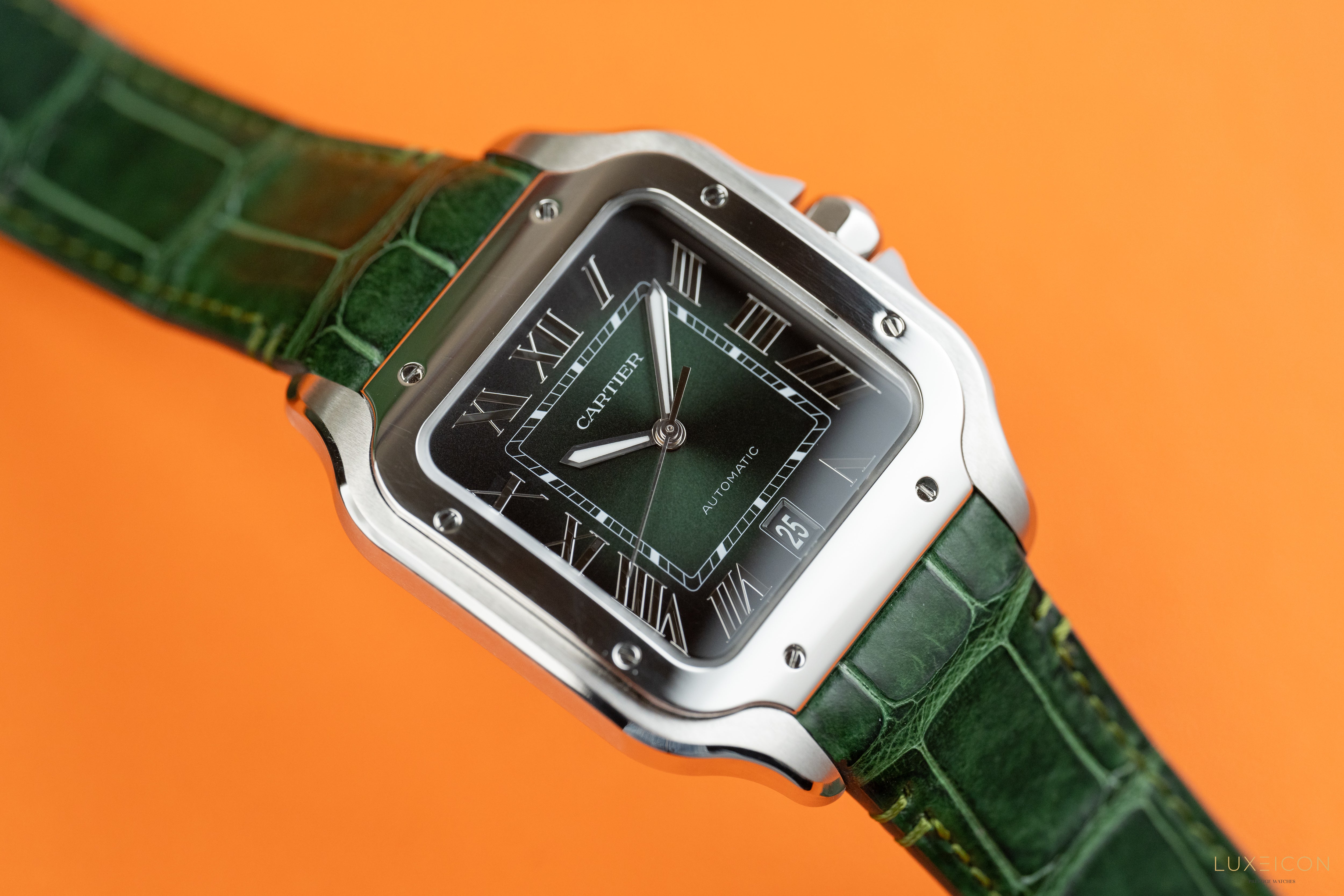 Cartier Santos de Stainless Steel Smoky Green Large WSSA0062 2024