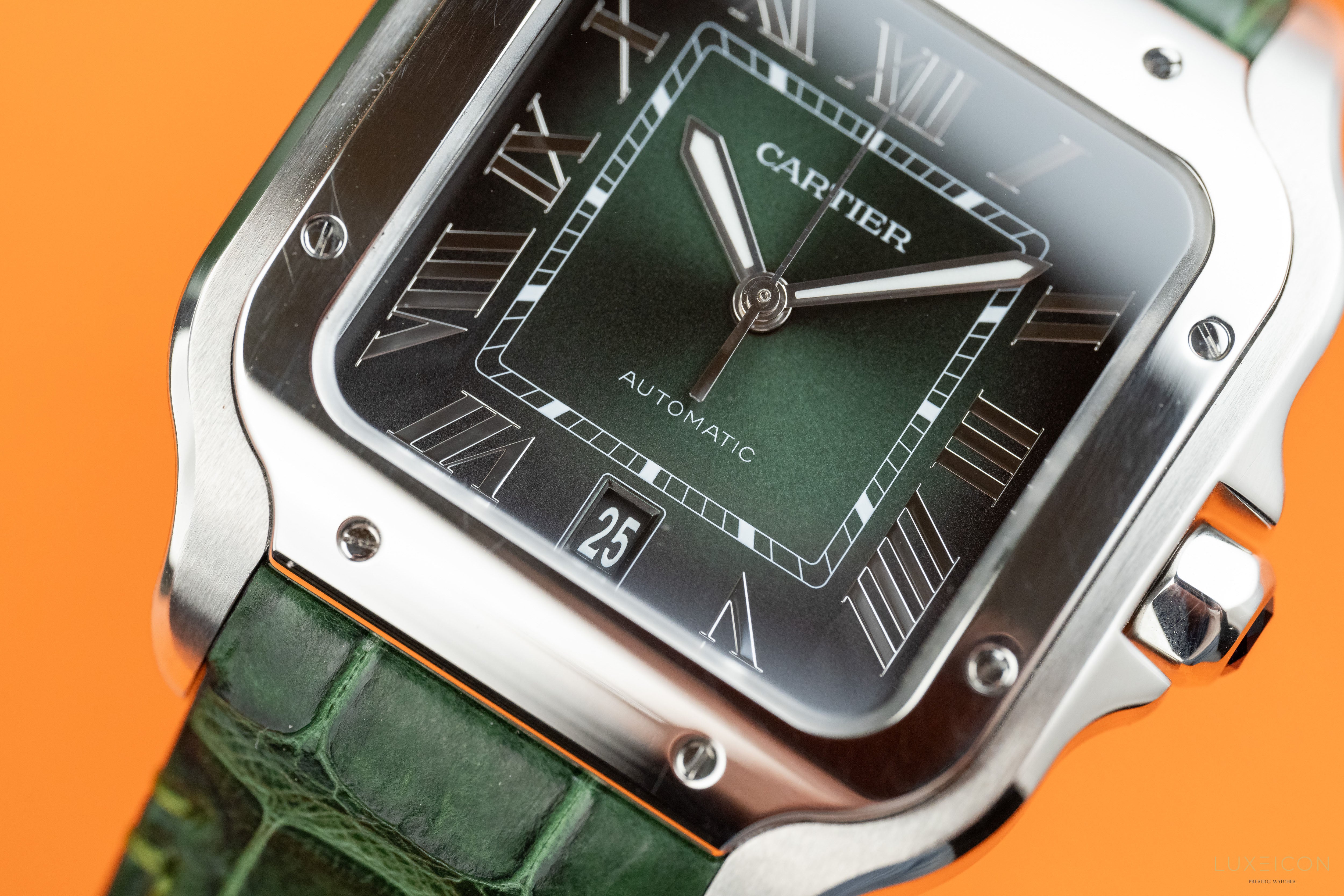 Cartier Santos de Stainless Steel Smoky Green Large WSSA0062 2024