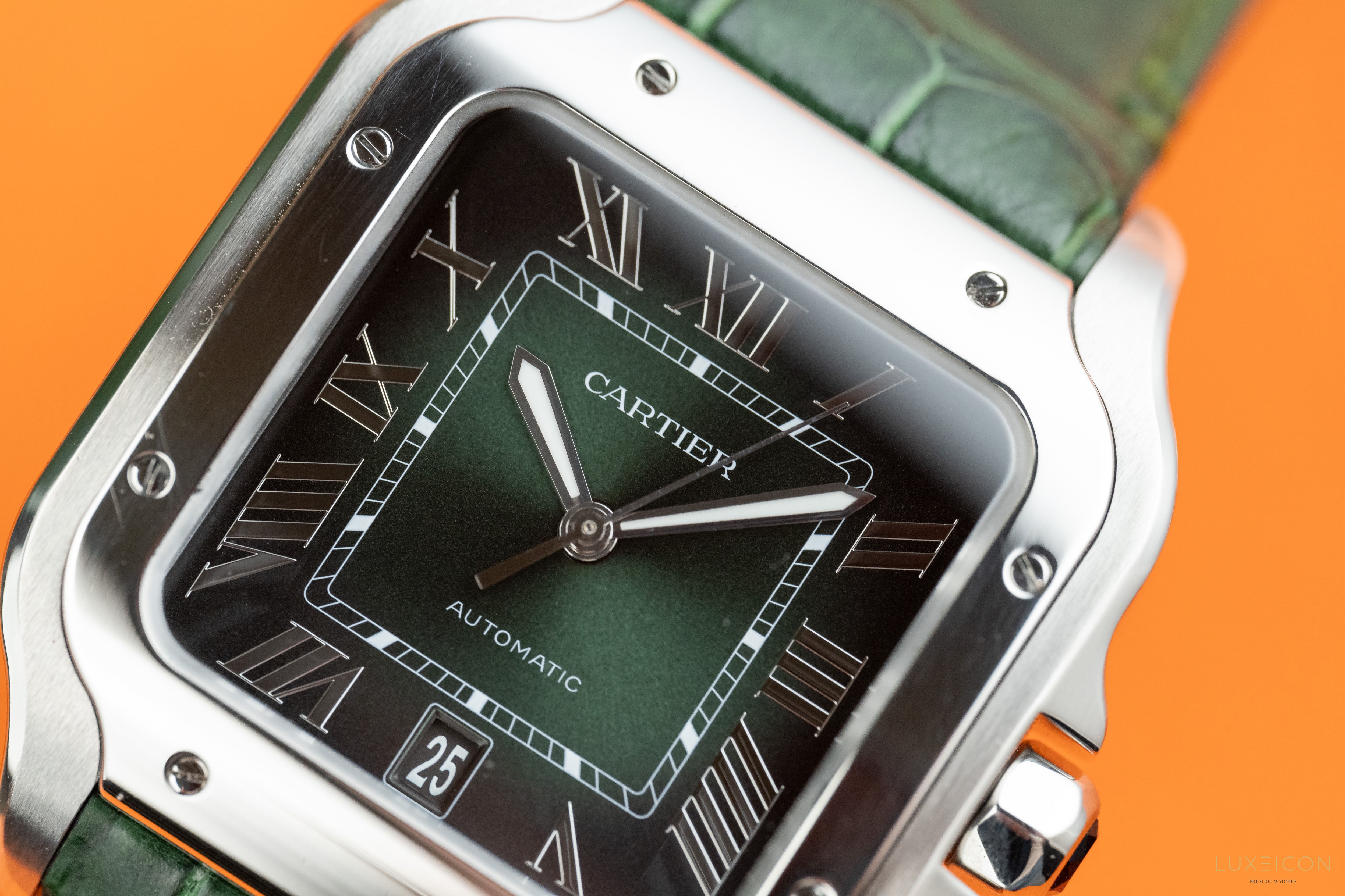 Cartier Santos de Stainless Steel Smoky Green Large WSSA0062 2024