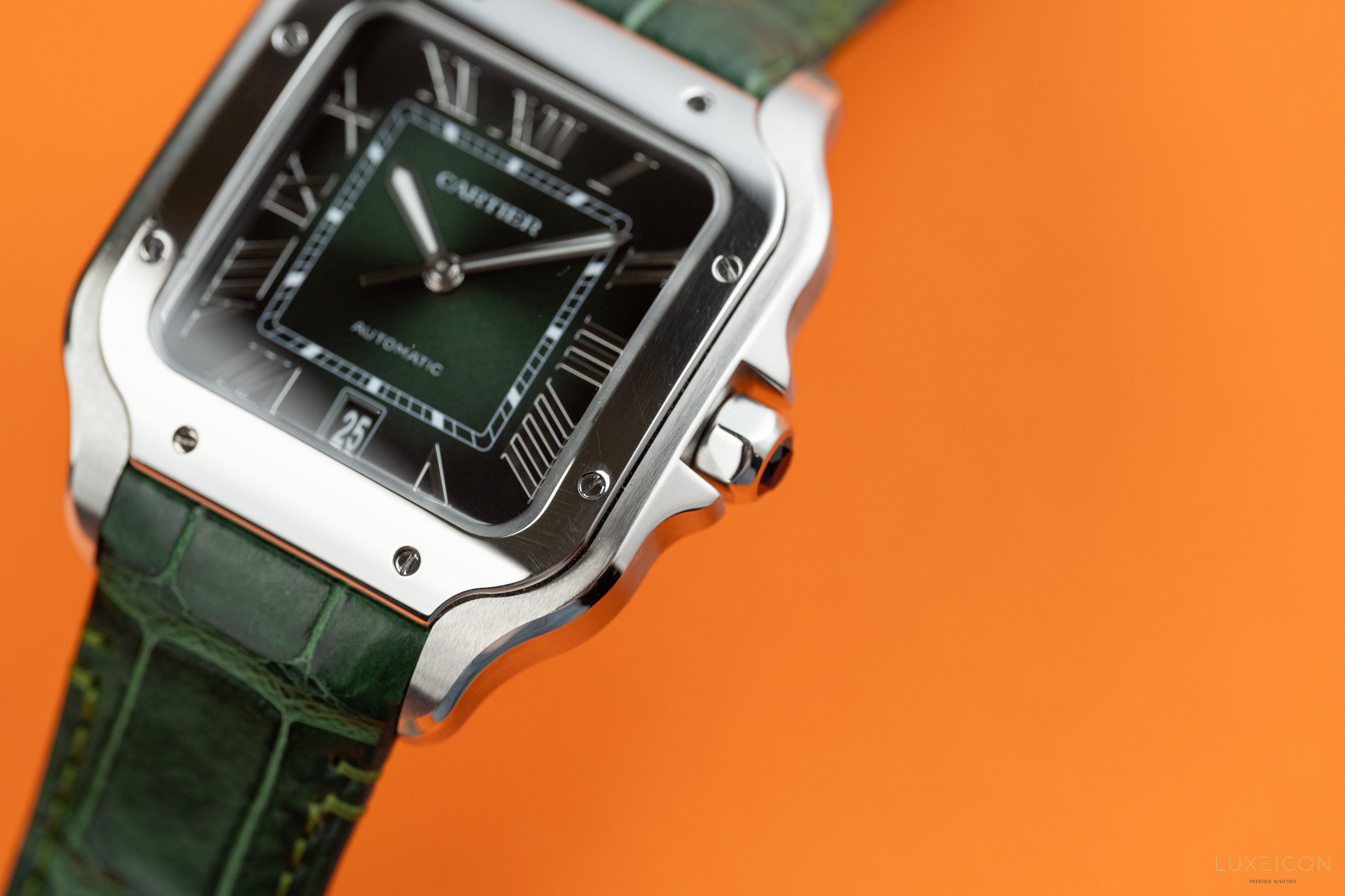 Cartier Santos de Stainless Steel Smoky Green Large WSSA0062 2024