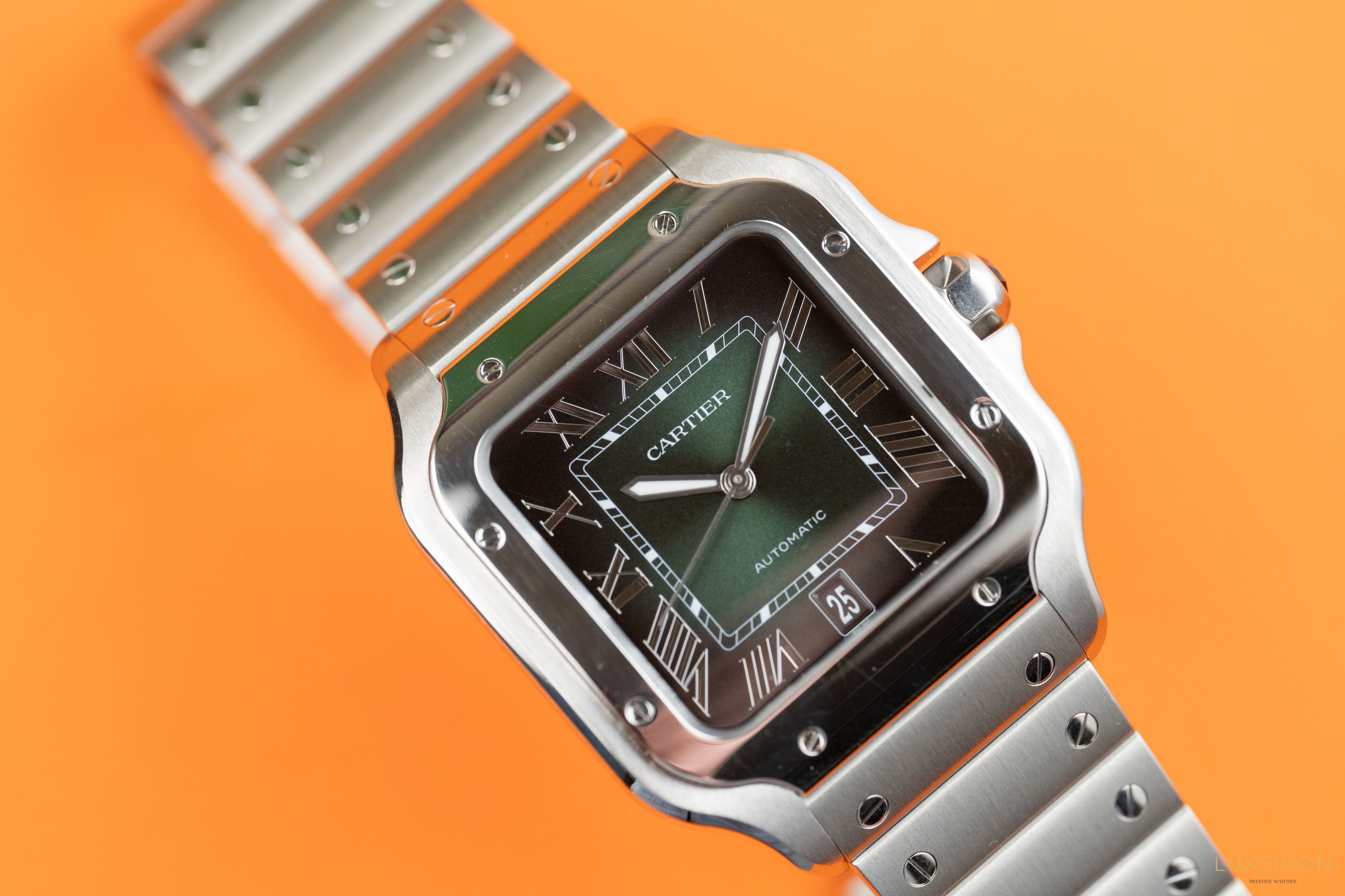 Cartier Santos de Stainless Steel Smoky Green Large WSSA0062 2024