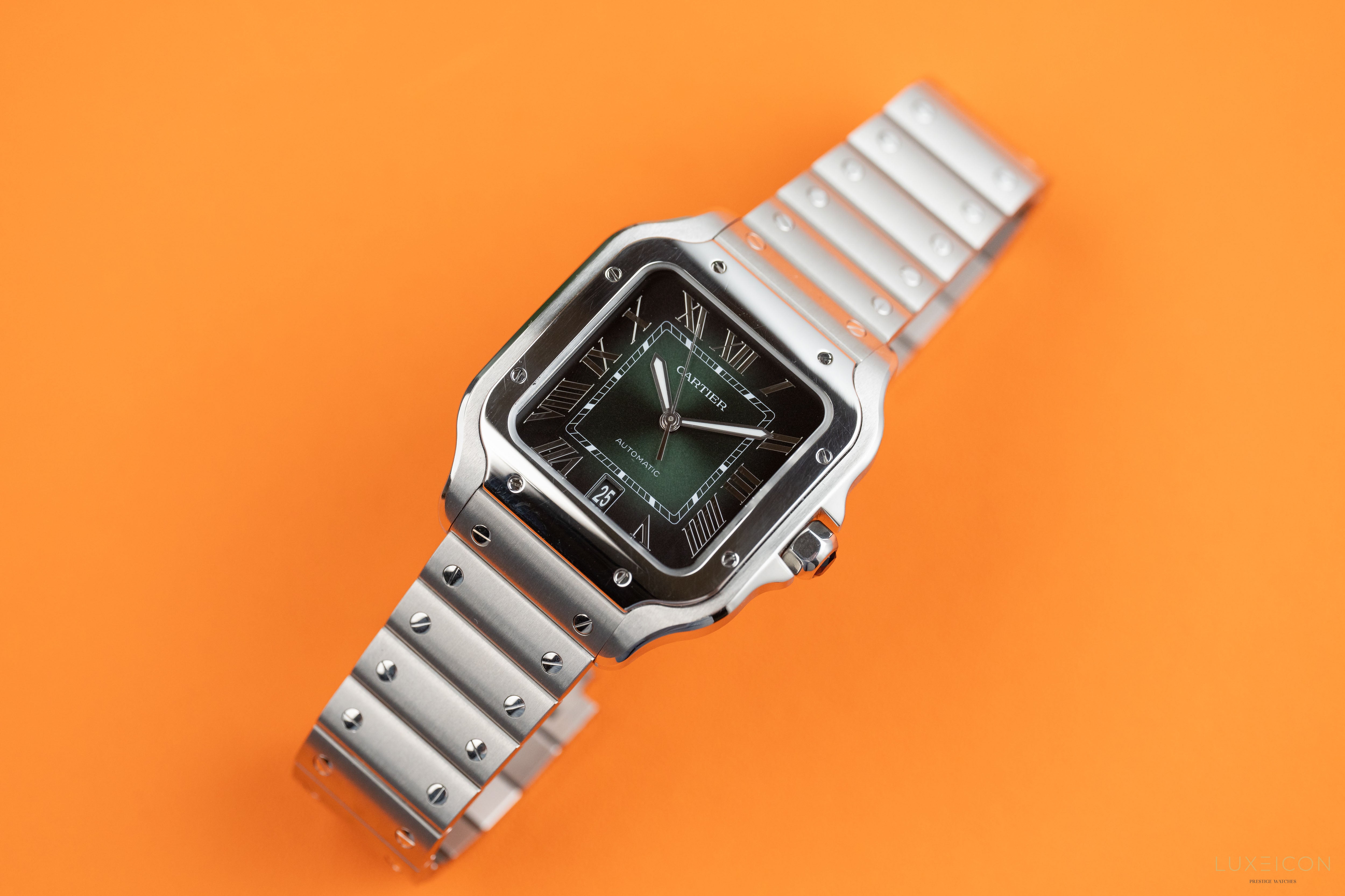 Cartier Santos de Stainless Steel Smoky Green Large WSSA0062 2024