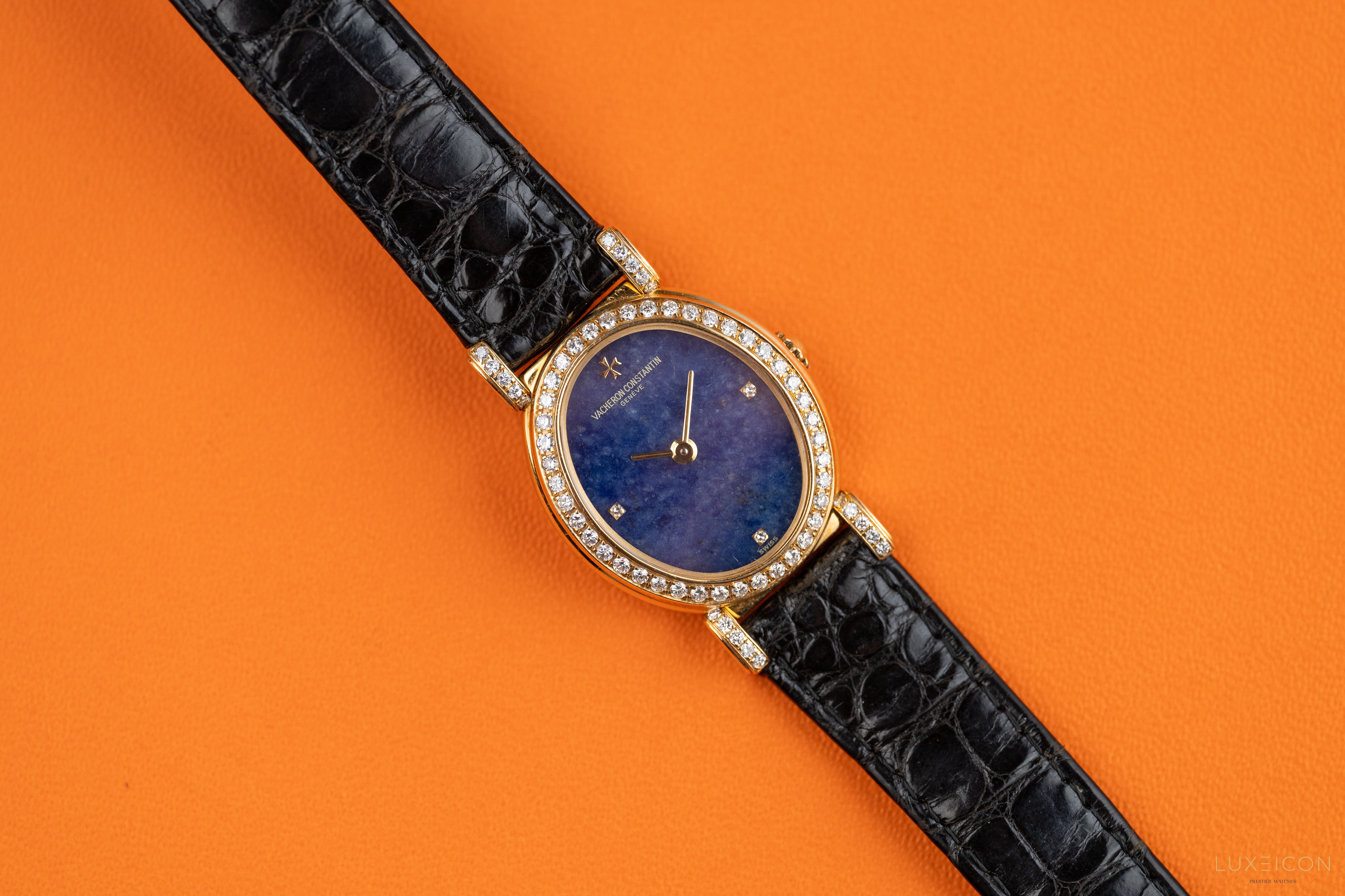 Vacheron Constantin Classic 18K Yellow Gold Factory Diamonds 10540 1994 Lapis Lazuli Dial