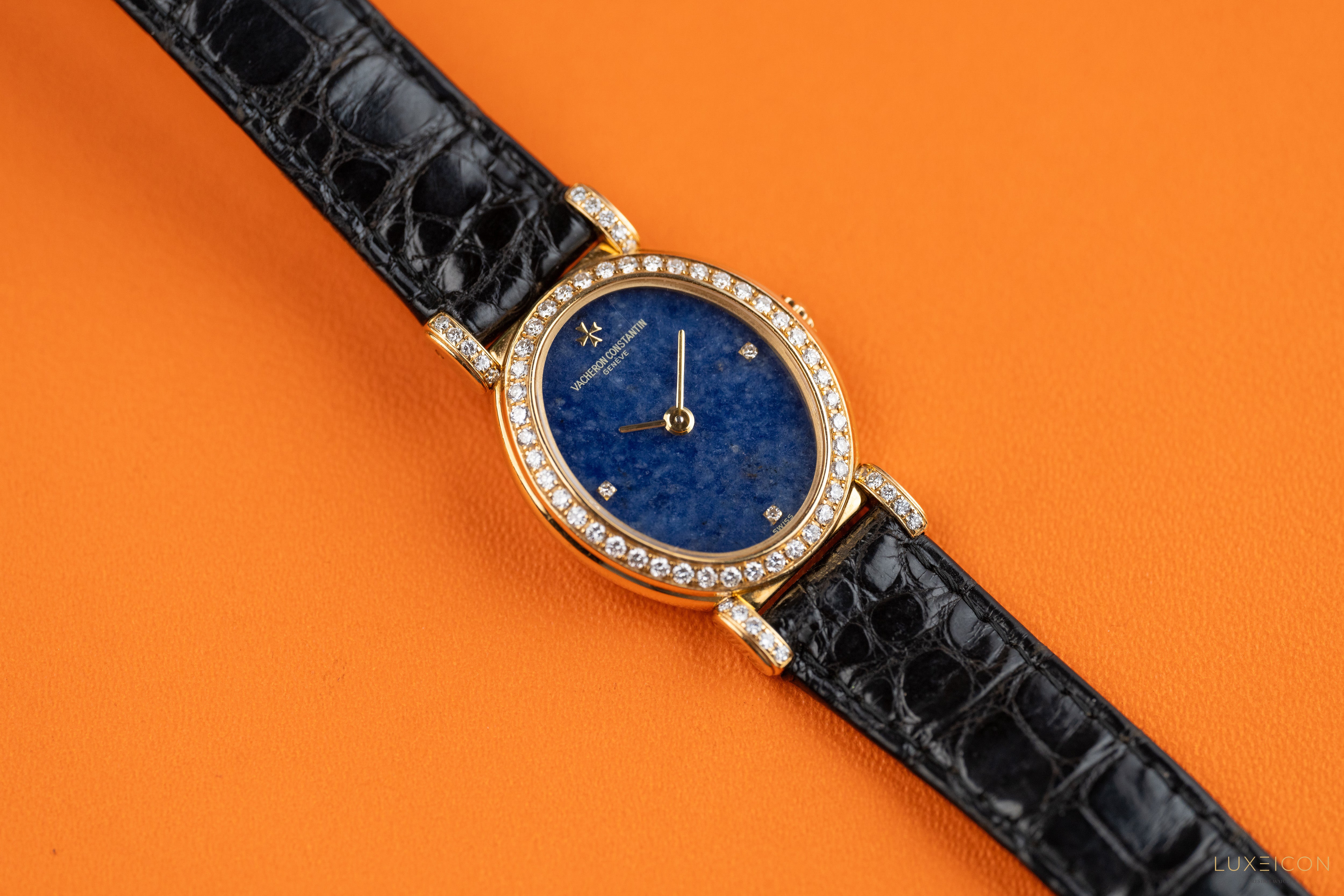 Vacheron Constantin Classic 18K Yellow Gold Factory Diamonds 10540 1994 Lapis Lazuli Dial