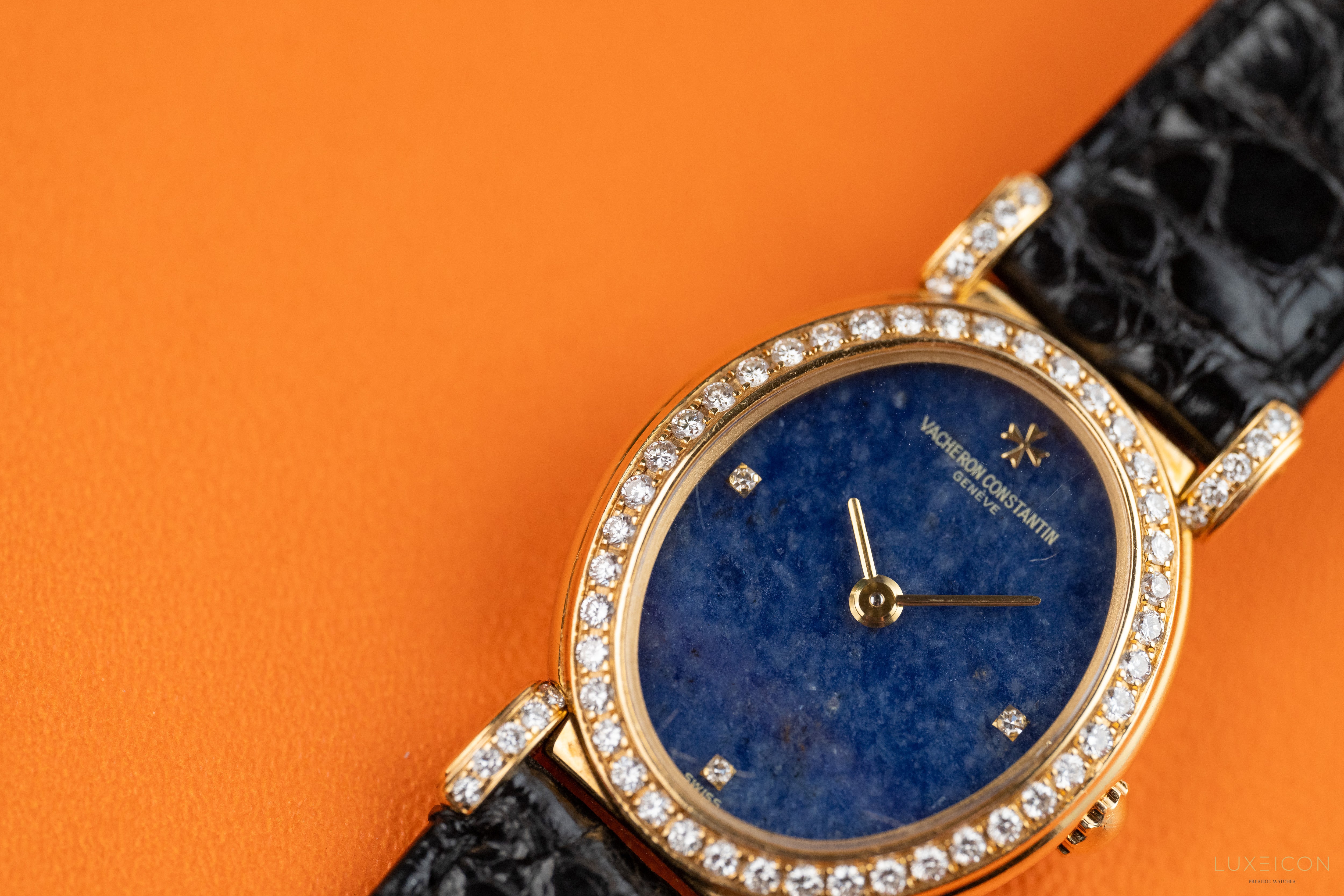 Vacheron Constantin Classic 18K Yellow Gold Factory Diamonds 10540 1994 Lapis Lazuli Dial