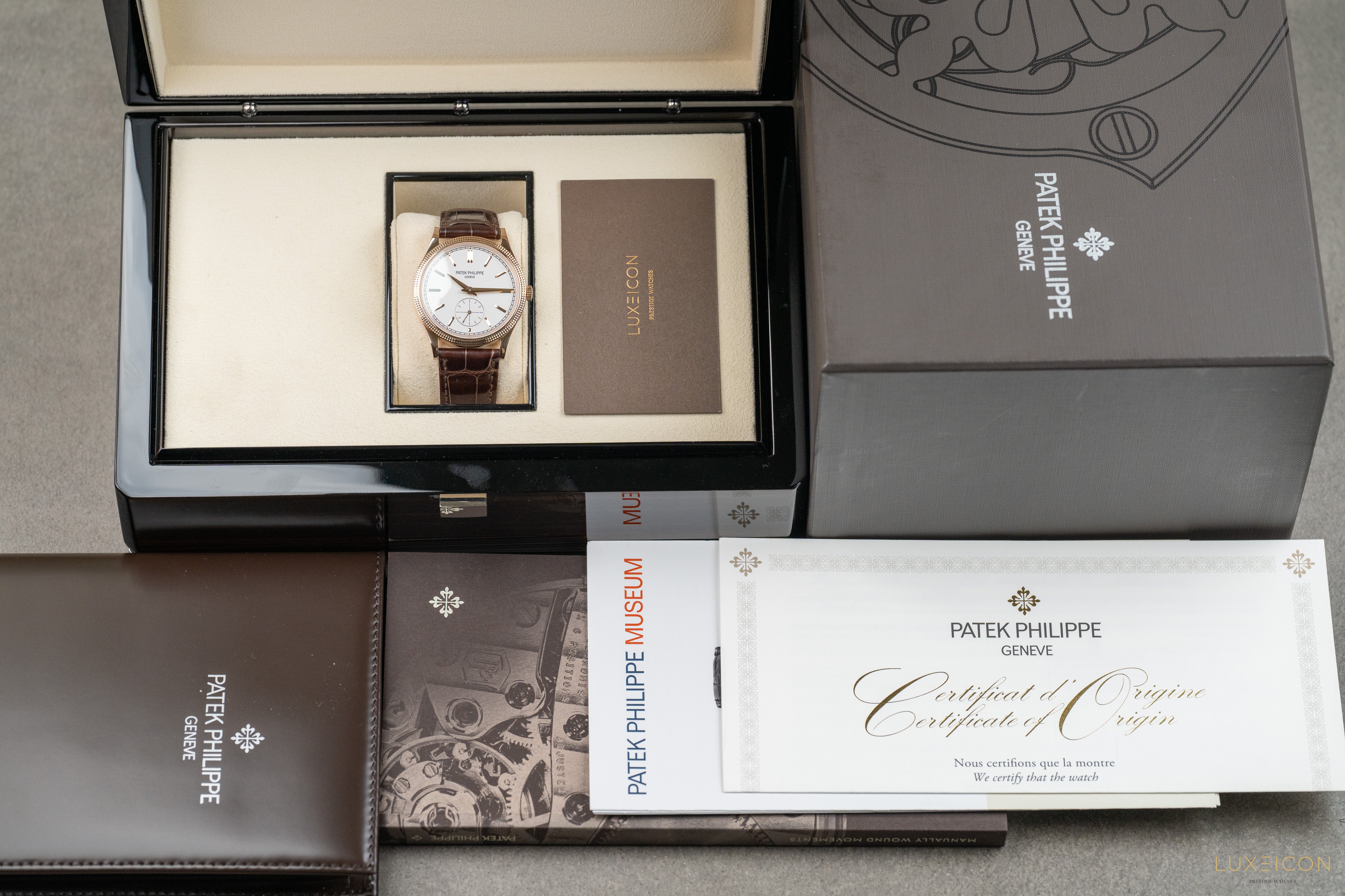 Patek Philippe Calatrava Rose Gold Silver Dial Mens Watch 6119R-001