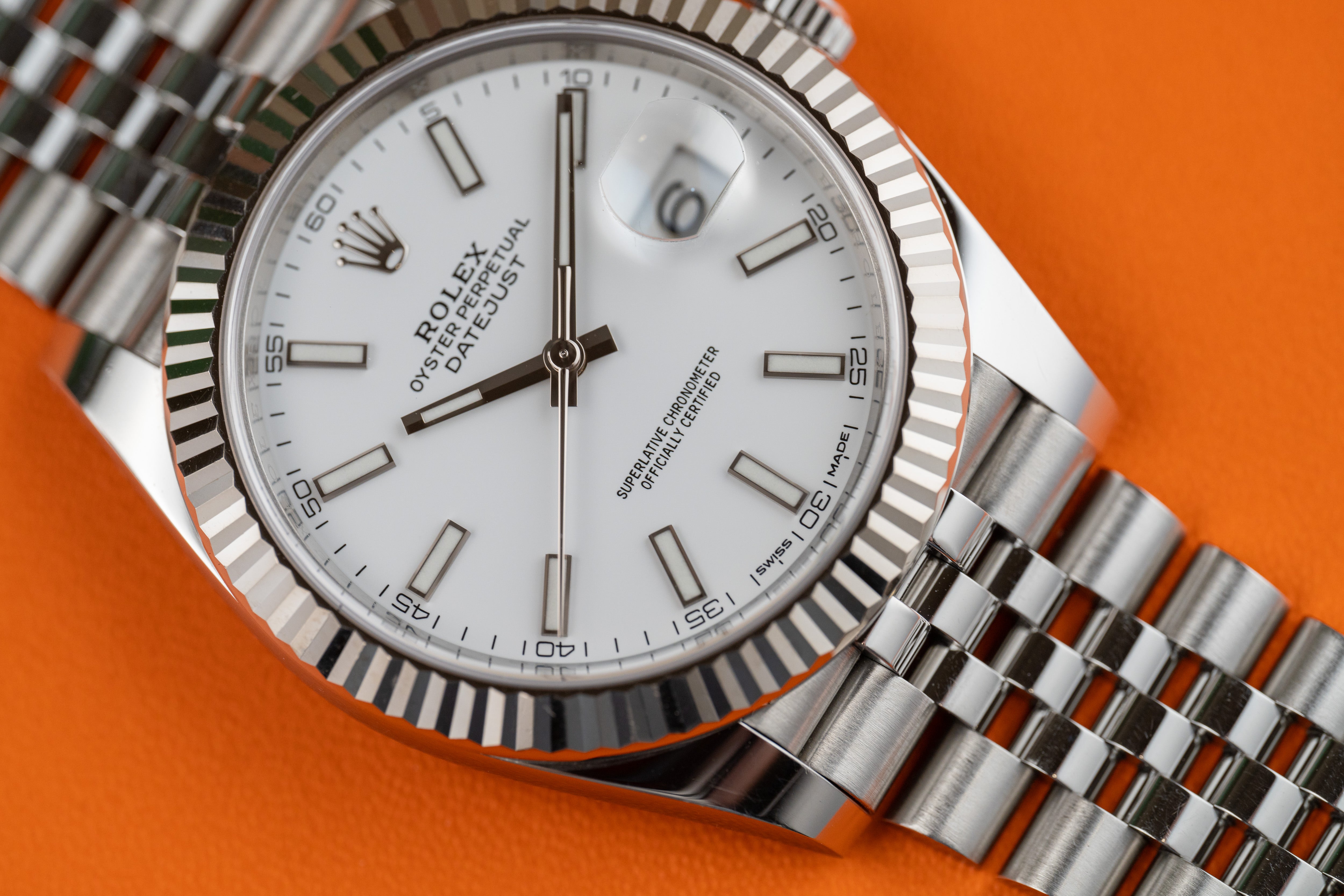 Rolex Datejust 41mm 126334 Stainless Steel Jubilee Fluted Bezel White Dial