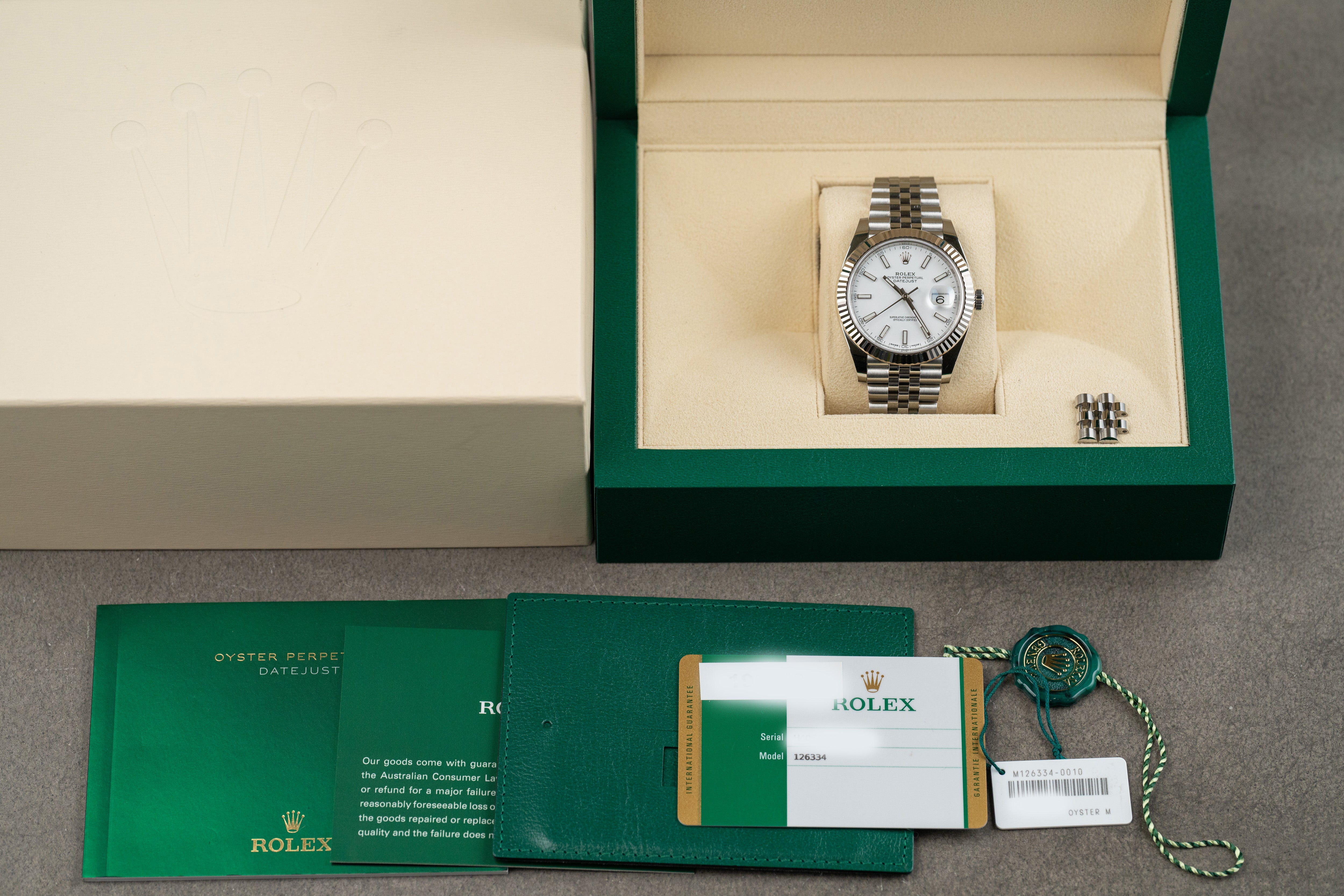 Rolex Datejust 41mm 126334 Stainless Steel Jubilee Fluted Bezel White Dial