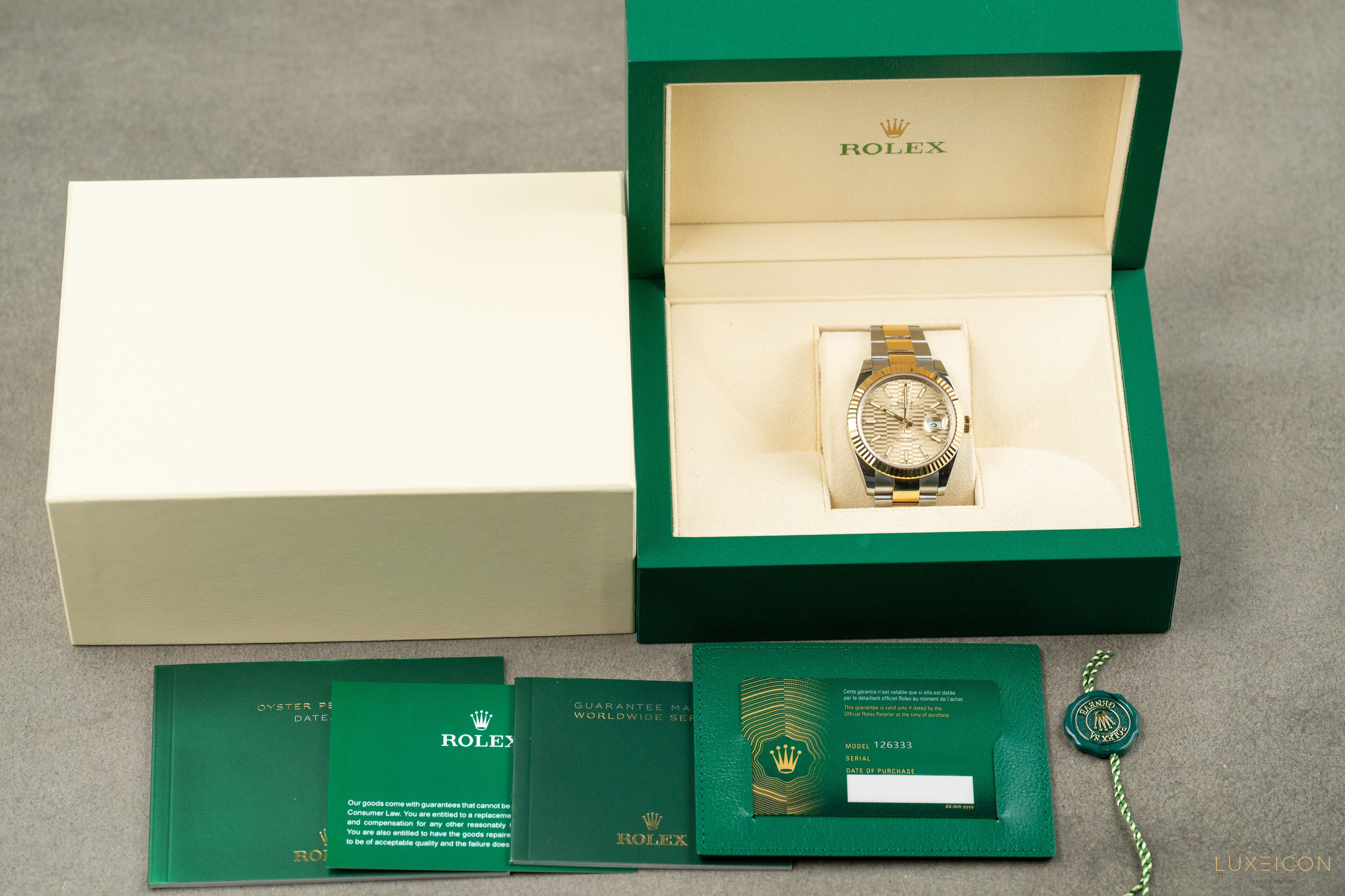 Rolex Datejust 41MM Stainless Steel & Yellow Gold Watch Champagne Fluted Motif Dial 126333