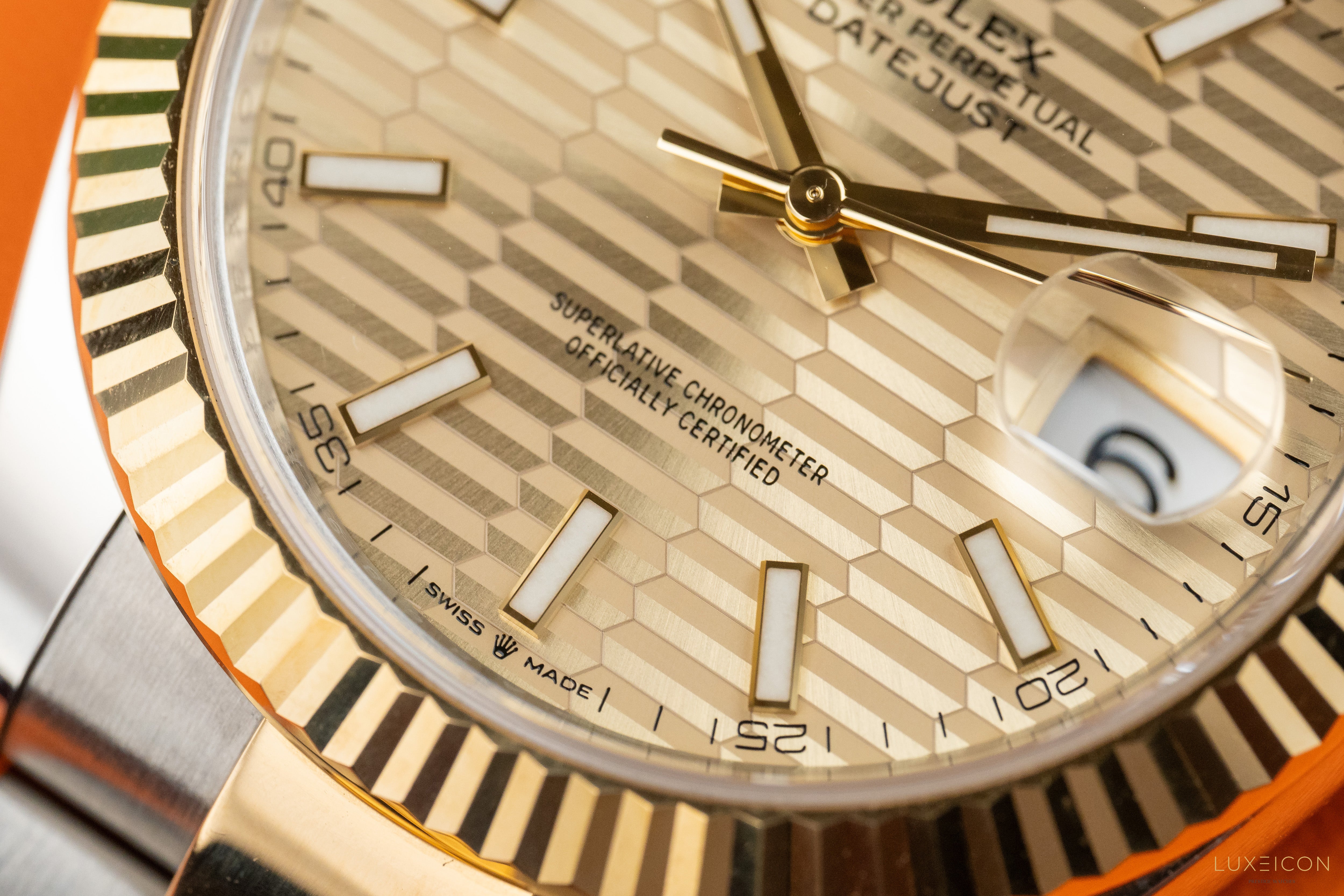 Rolex Datejust 41MM Stainless Steel & Yellow Gold Watch Champagne Fluted Motif Dial 126333