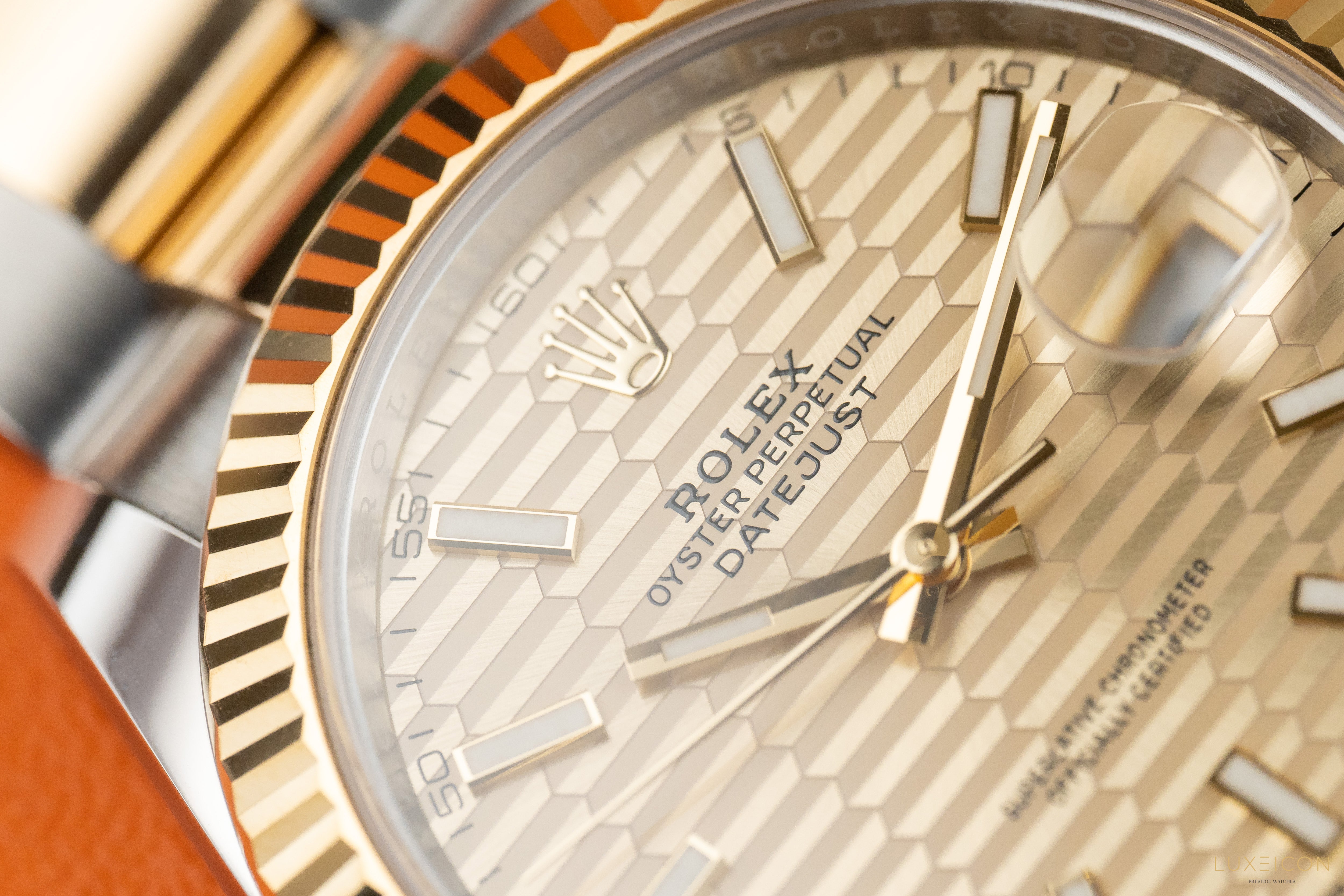 Rolex Datejust 41MM Stainless Steel & Yellow Gold Watch Champagne Fluted Motif Dial 126333