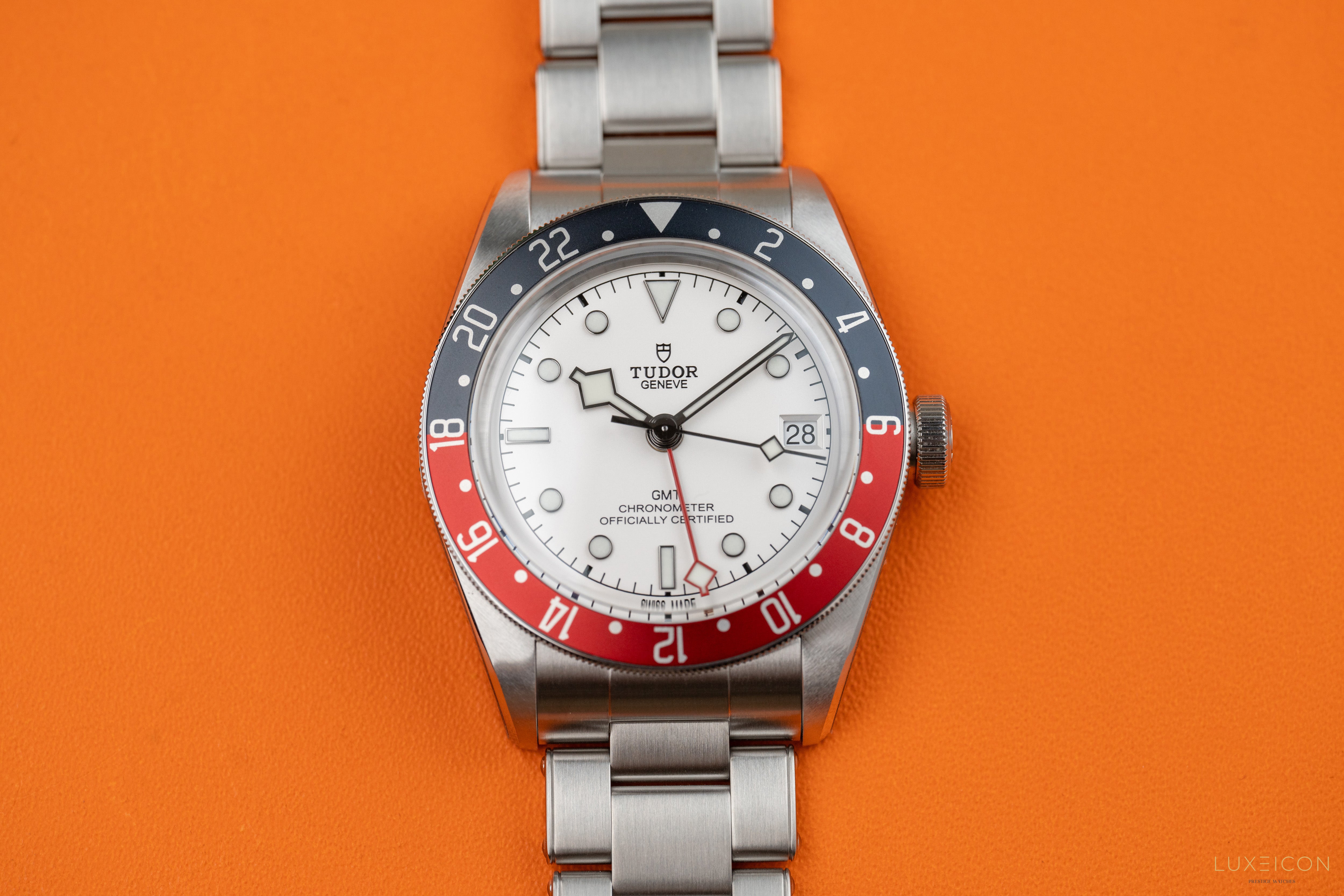 Tudor Black Bay GMT Heritage Black Bay GMT Pepsi Bezel Opaline White Dial 79830RB