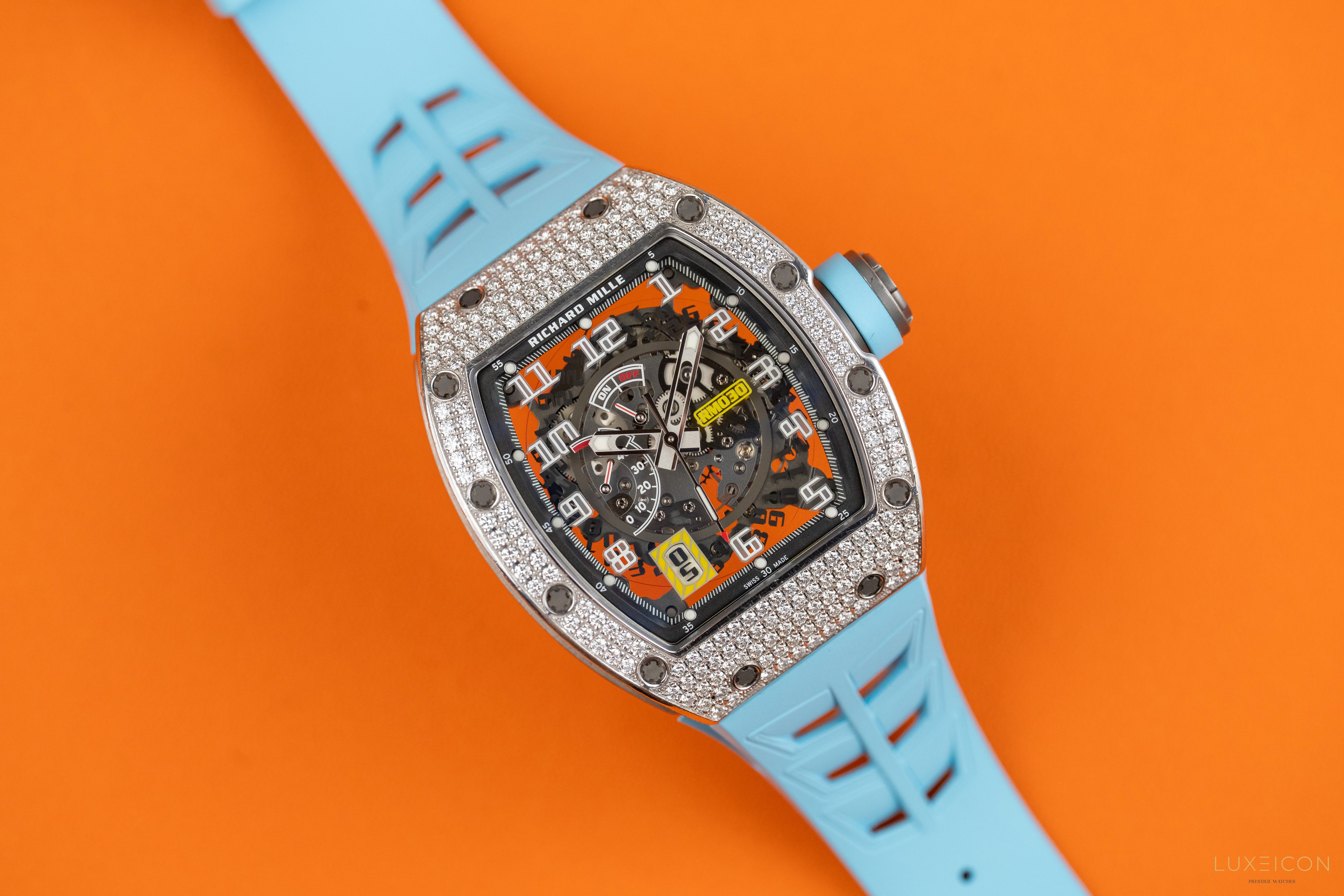 Richard Mille RM 030 WG 18K white gold Titanium full pave diamond Diamonds Bezel