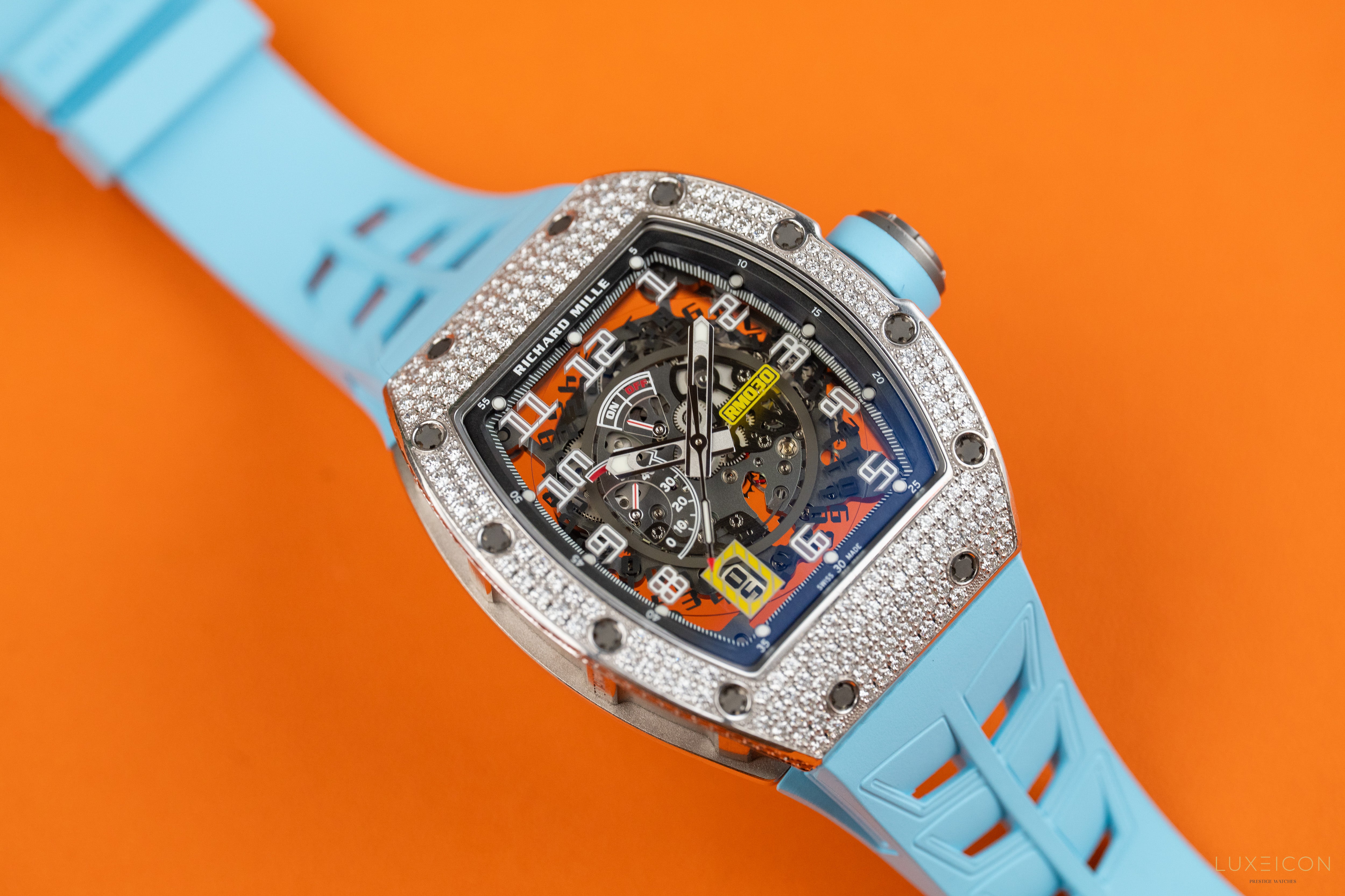 Richard Mille RM 030 WG 18K white gold Titanium full pave diamond Diamonds Bezel