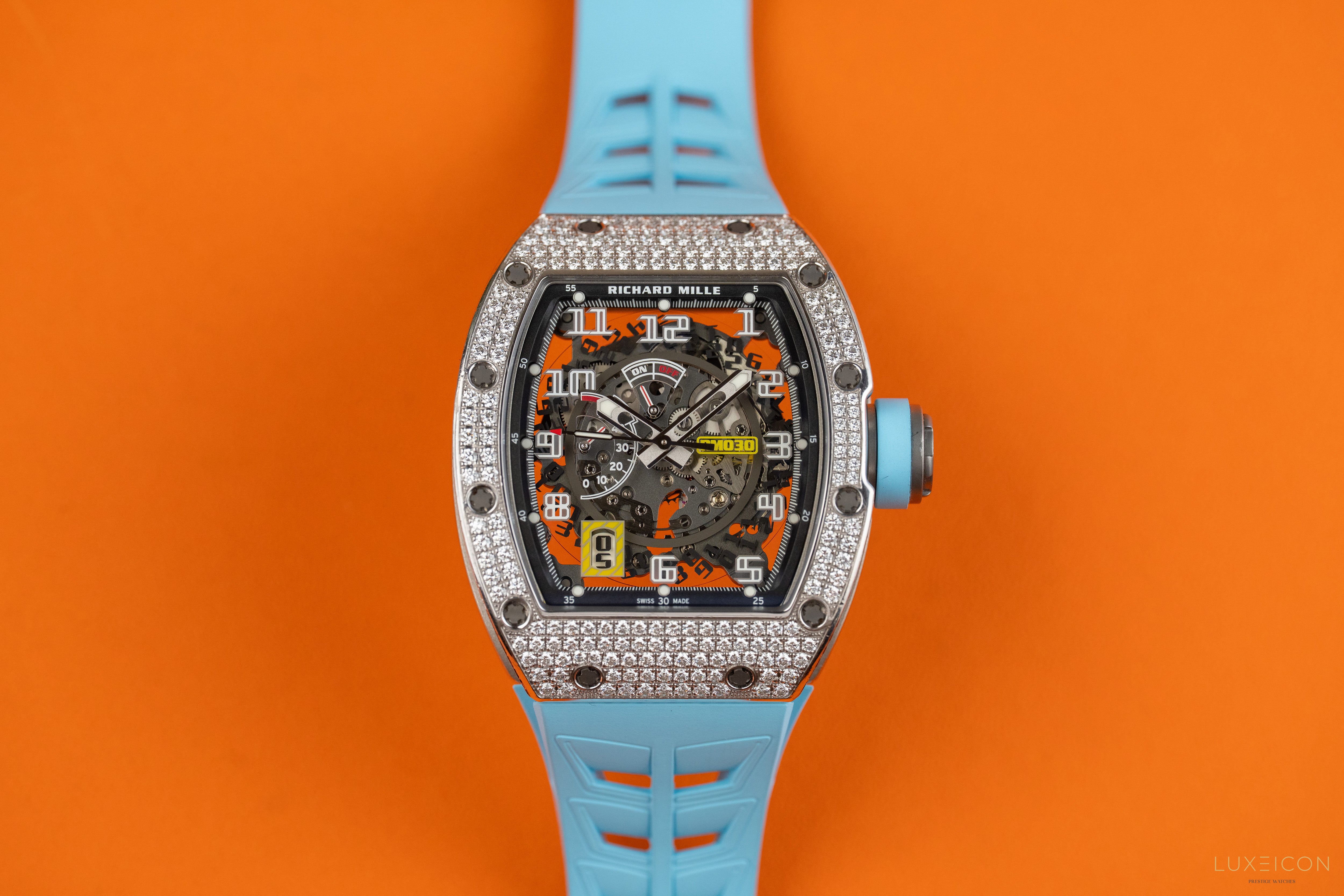 Richard Mille RM 030 WG 18K white gold Titanium full pave diamond Diamonds Bezel