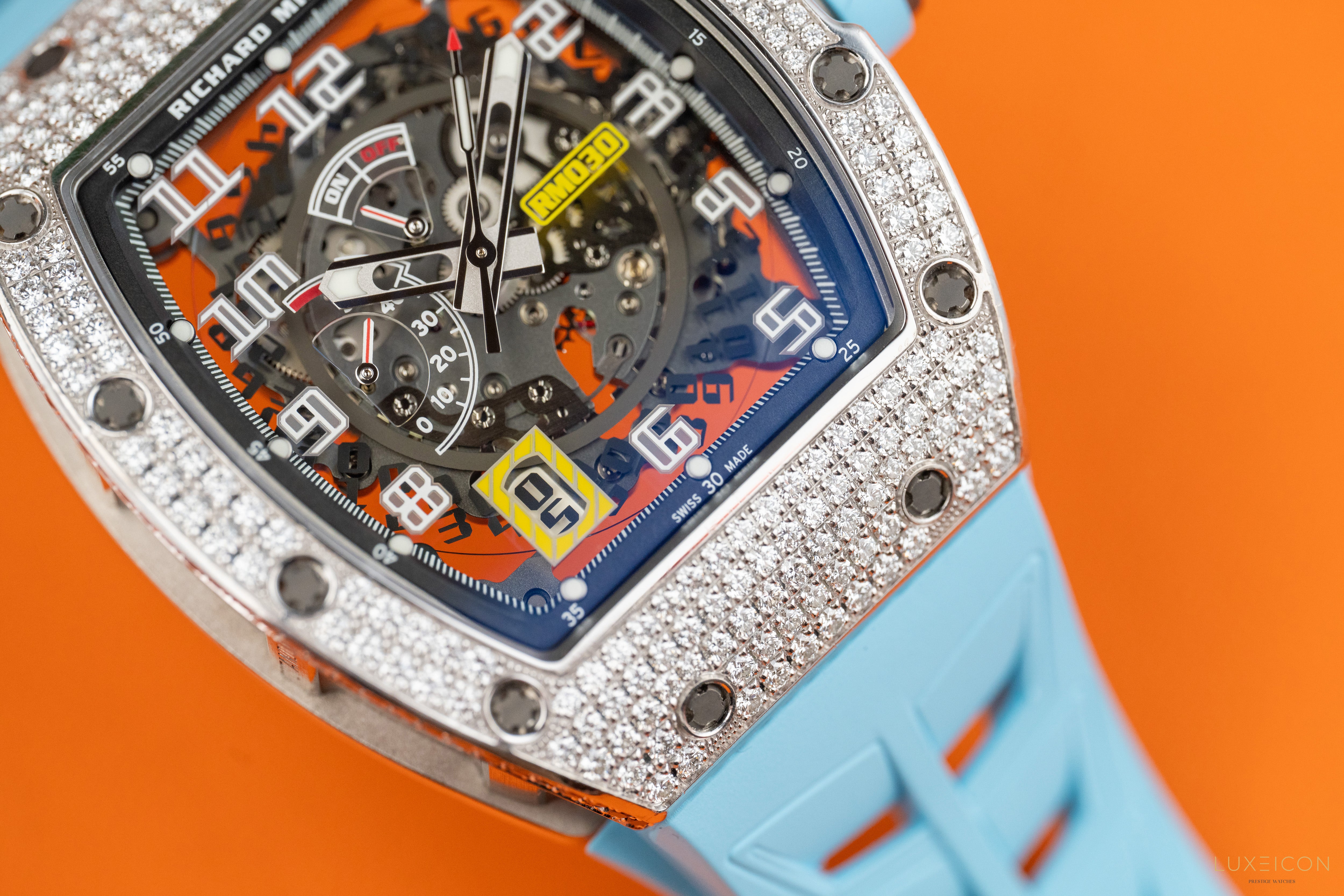 Richard Mille RM 030 WG 18K white gold Titanium full pave diamond Diamonds Bezel