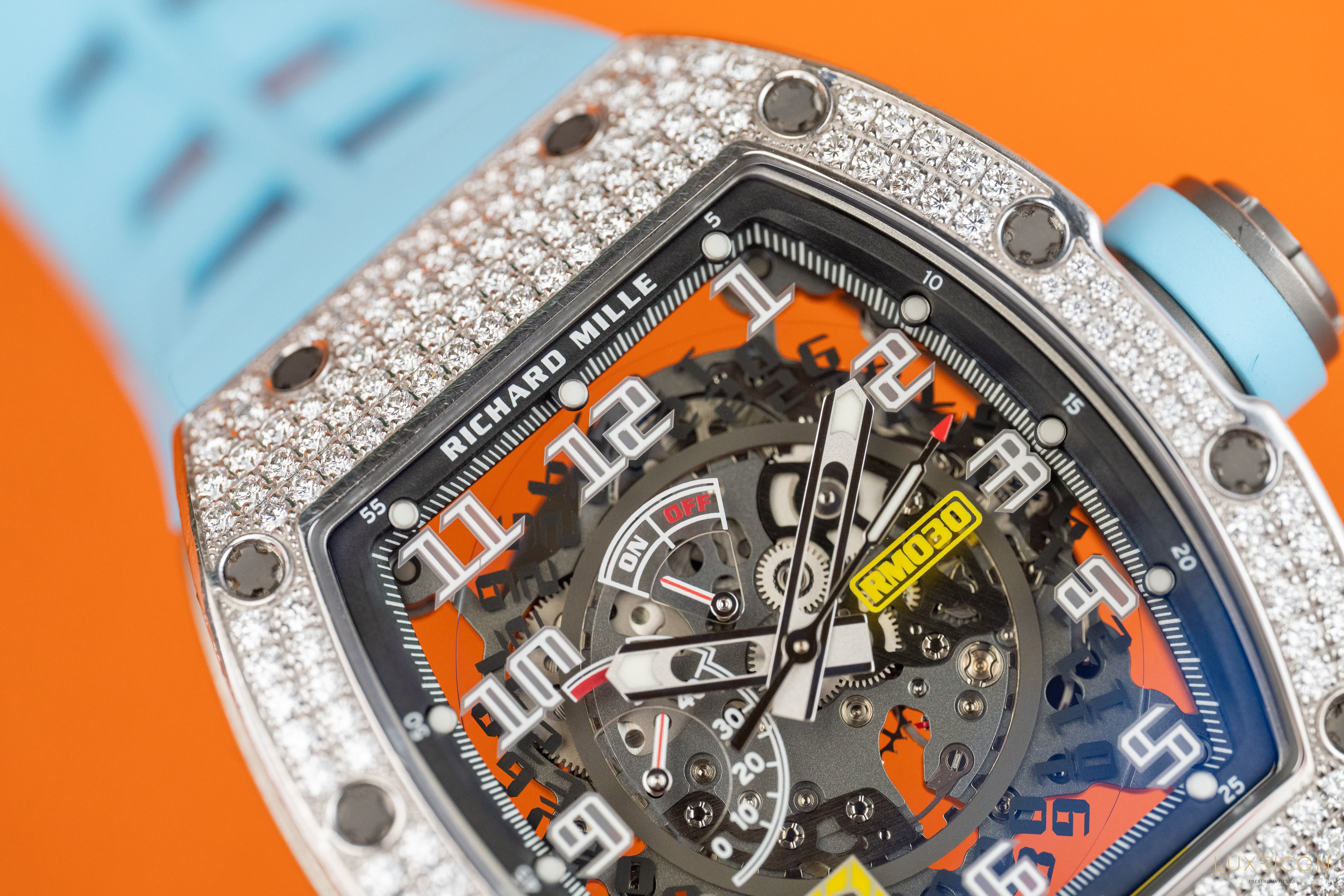 Richard Mille RM 030 WG 18K white gold Titanium full pave diamond Diamonds Bezel