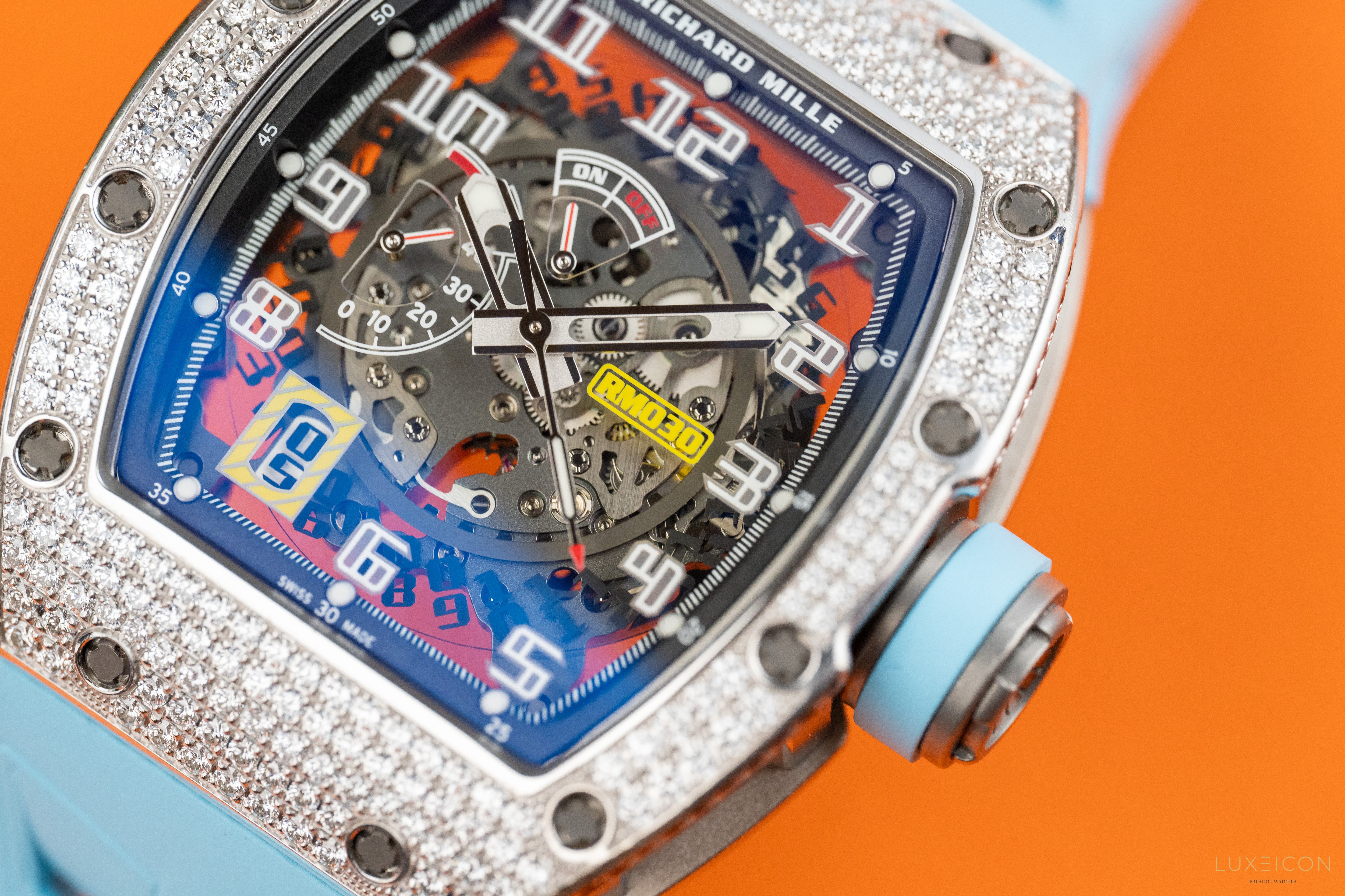 Richard Mille RM 030 WG 18K white gold Titanium full pave diamond Diamonds Bezel
