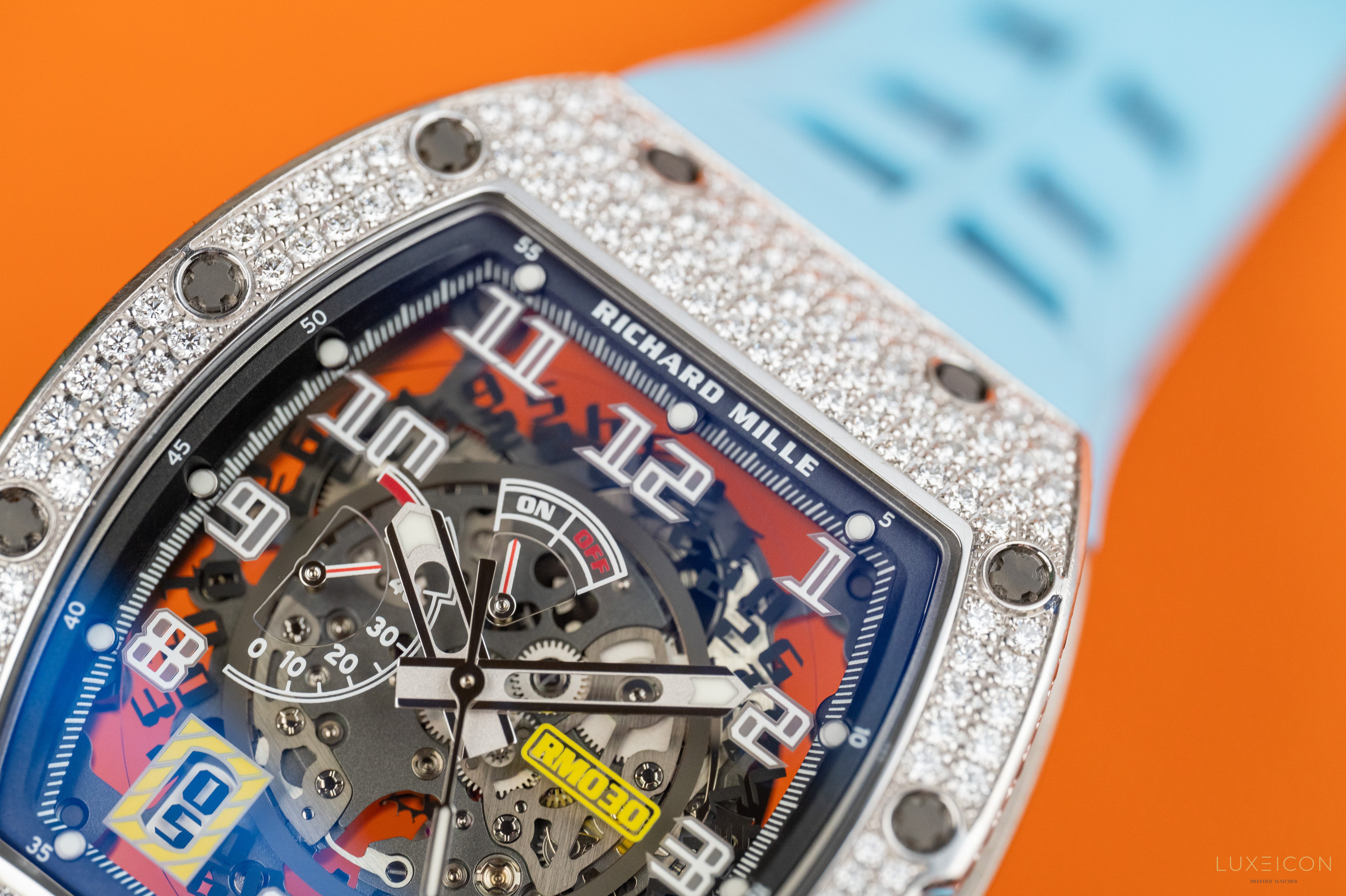 Richard Mille RM 030 WG 18K white gold Titanium full pave diamond Diamonds Bezel