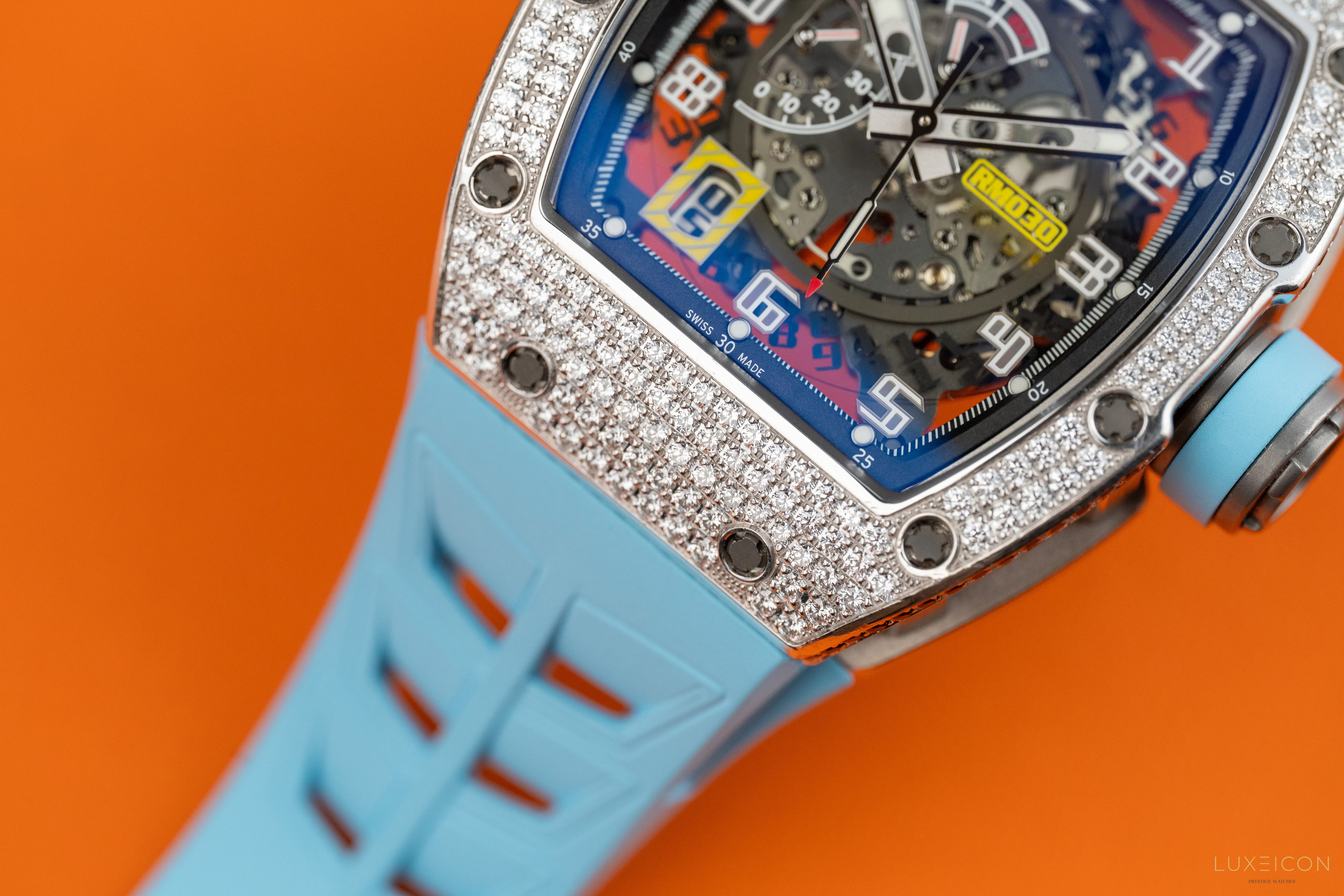 Richard Mille RM 030 WG 18K white gold Titanium full pave diamond Diamonds Bezel