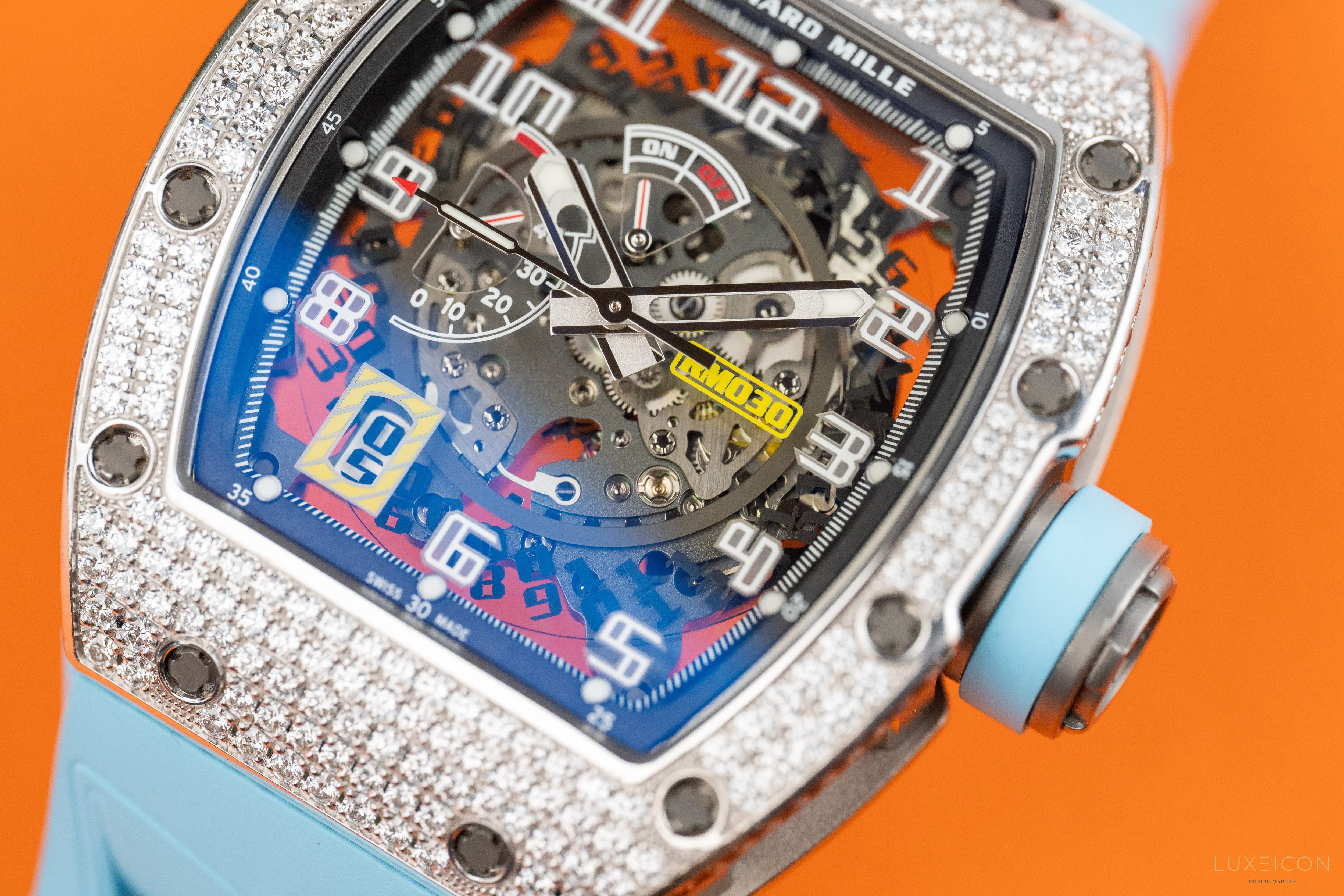Richard Mille RM 030 WG 18K white gold Titanium full pave diamond Diamonds Bezel