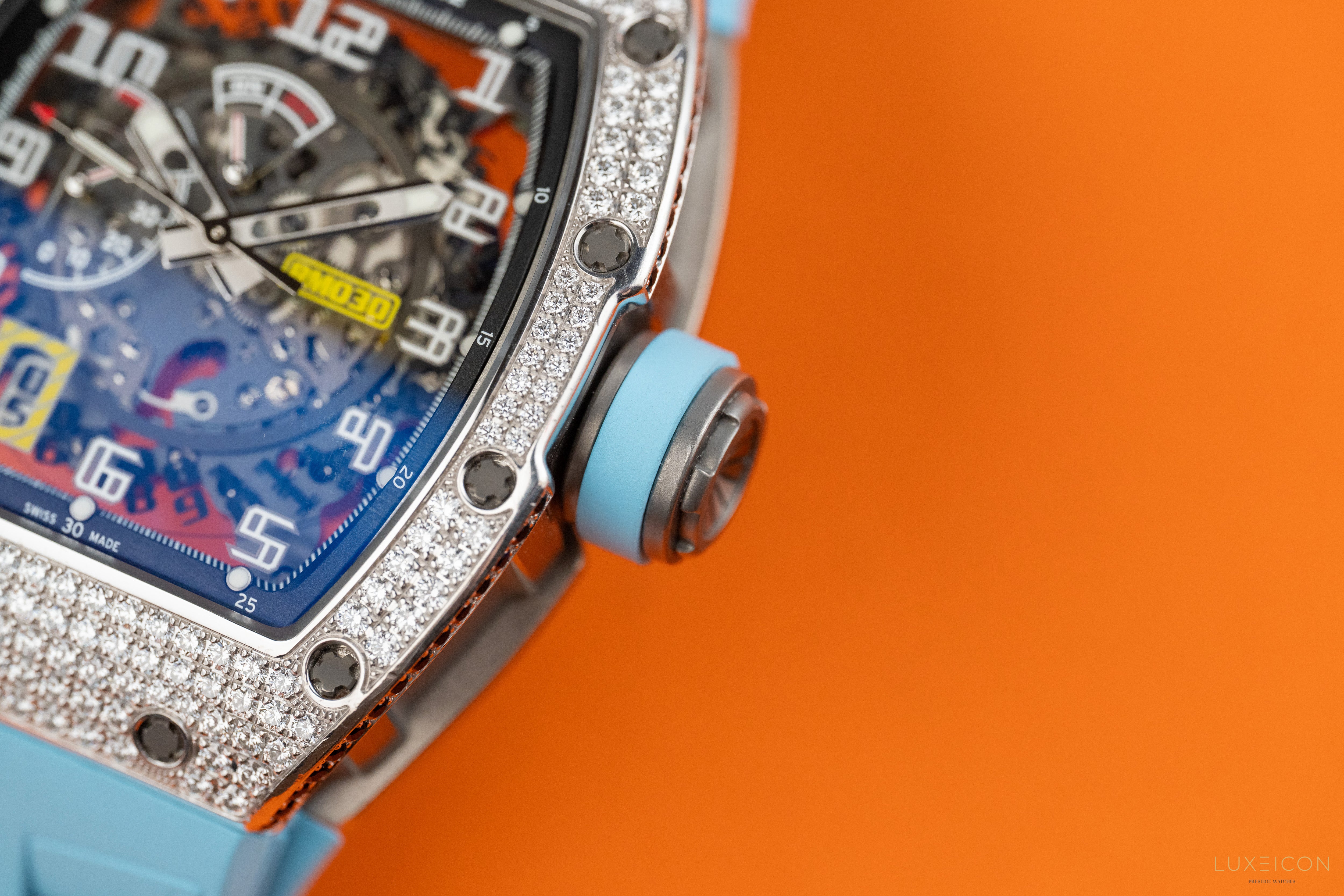 Richard Mille RM 030 WG 18K white gold Titanium full pave diamond Diamonds Bezel