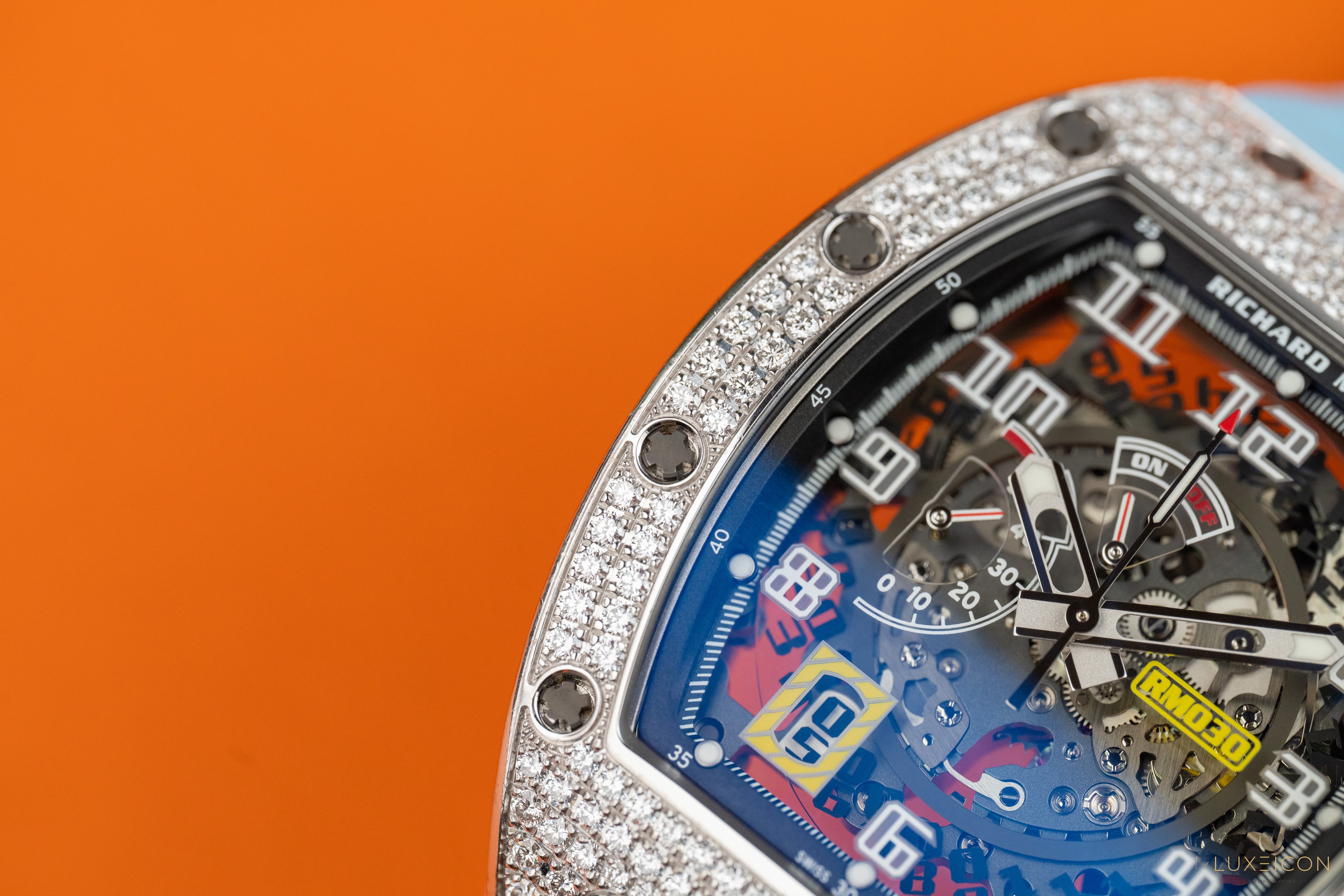 Richard Mille RM 030 WG 18K white gold Titanium full pave diamond Diamonds Bezel