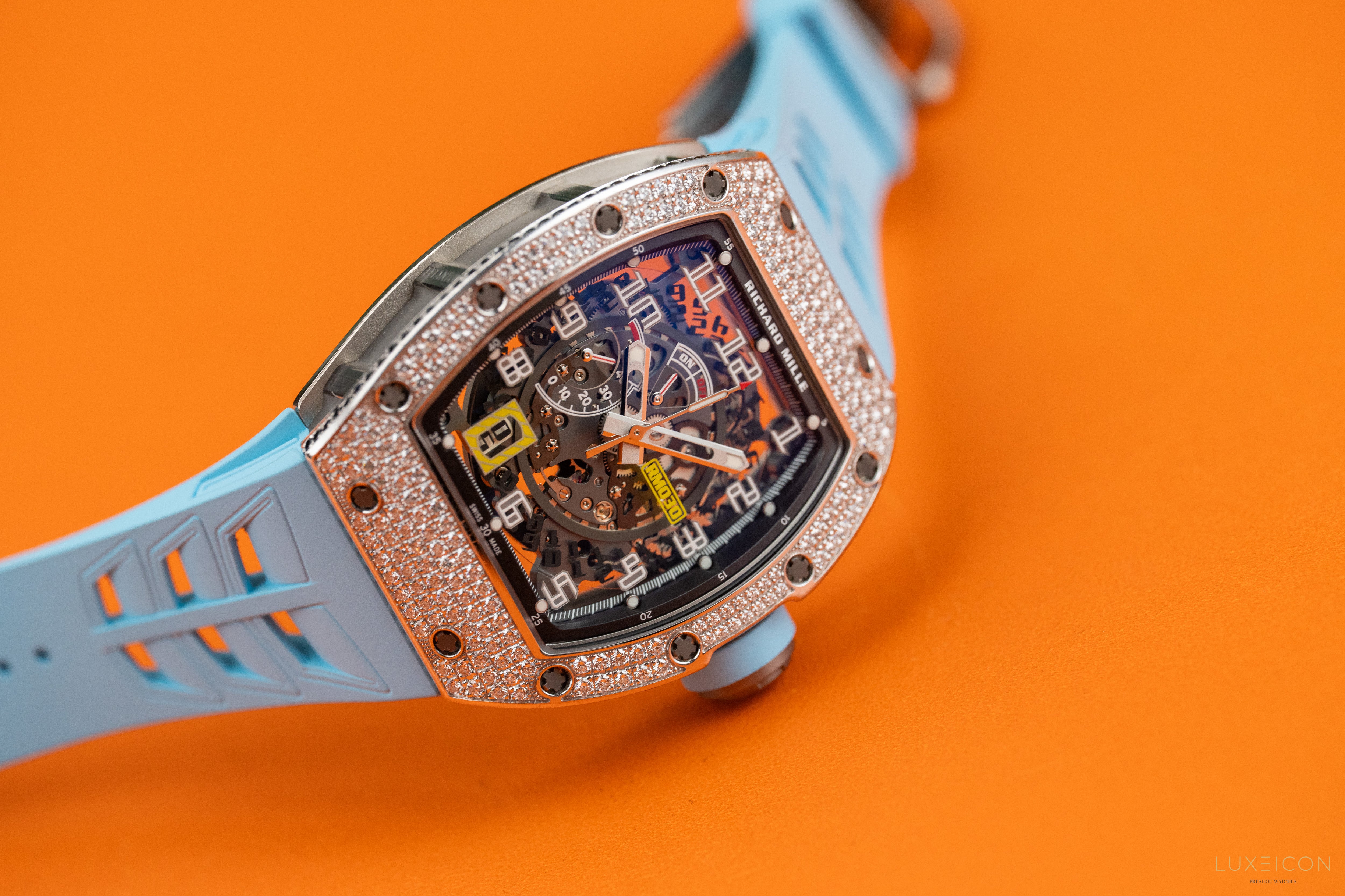 Richard Mille RM 030 WG 18K white gold Titanium full pave diamond Diamonds Bezel