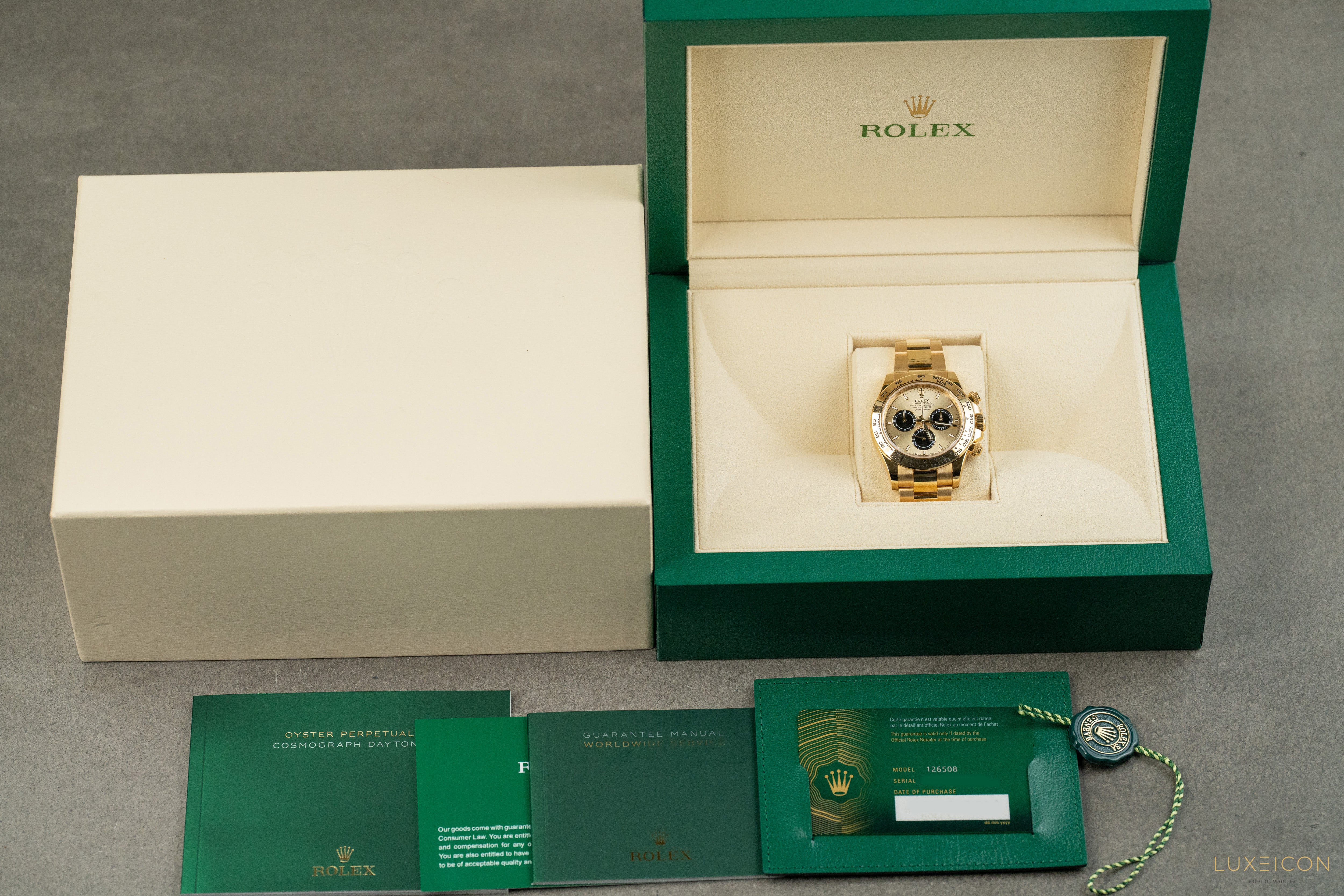 Rolex Daytona 126508 Champagne (Pikachu) Dial Yellow Gold Oyster Bracelet 40mm
