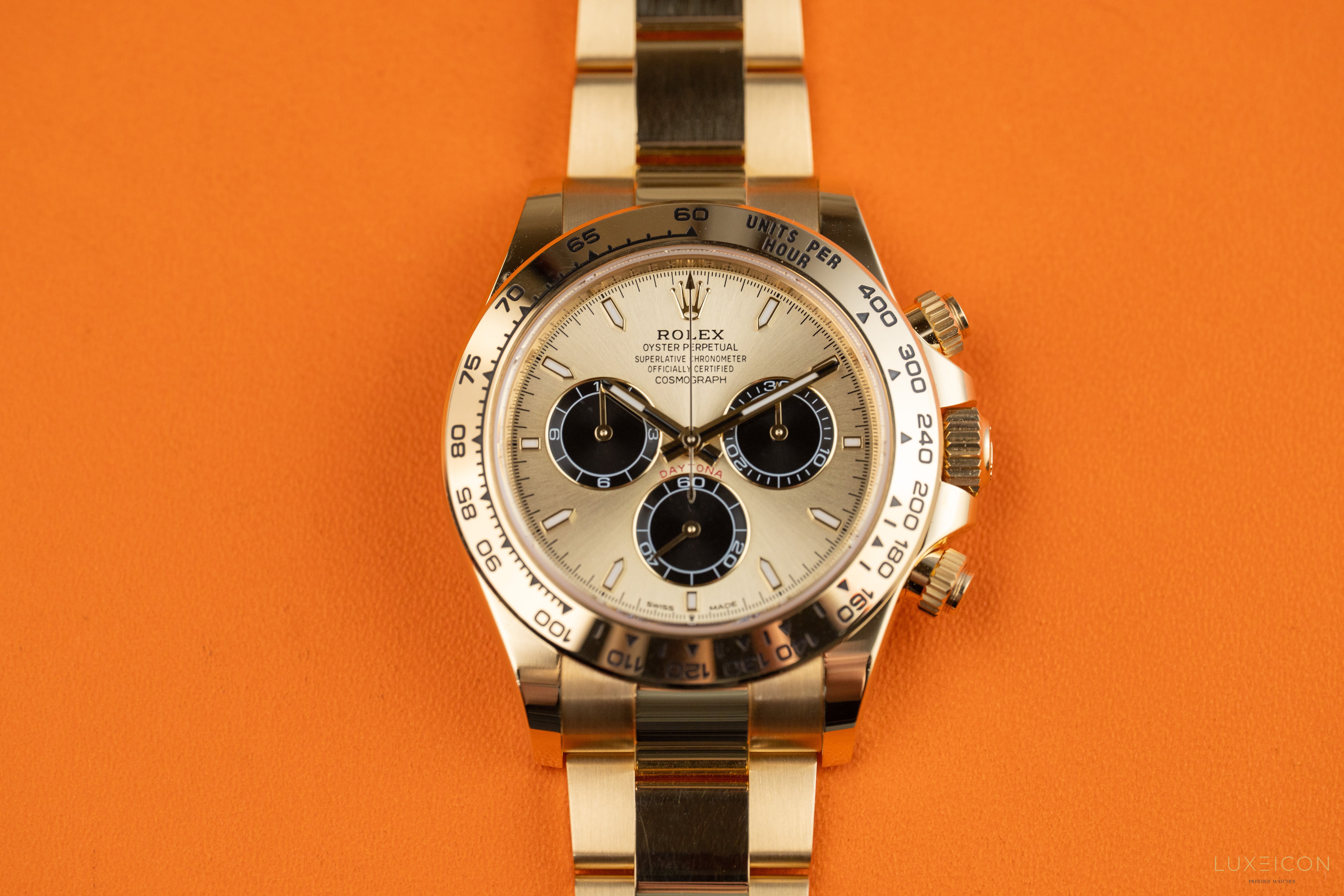 Rolex Daytona 126508 Champagne (Pikachu) Dial Yellow Gold Oyster Bracelet 40mm