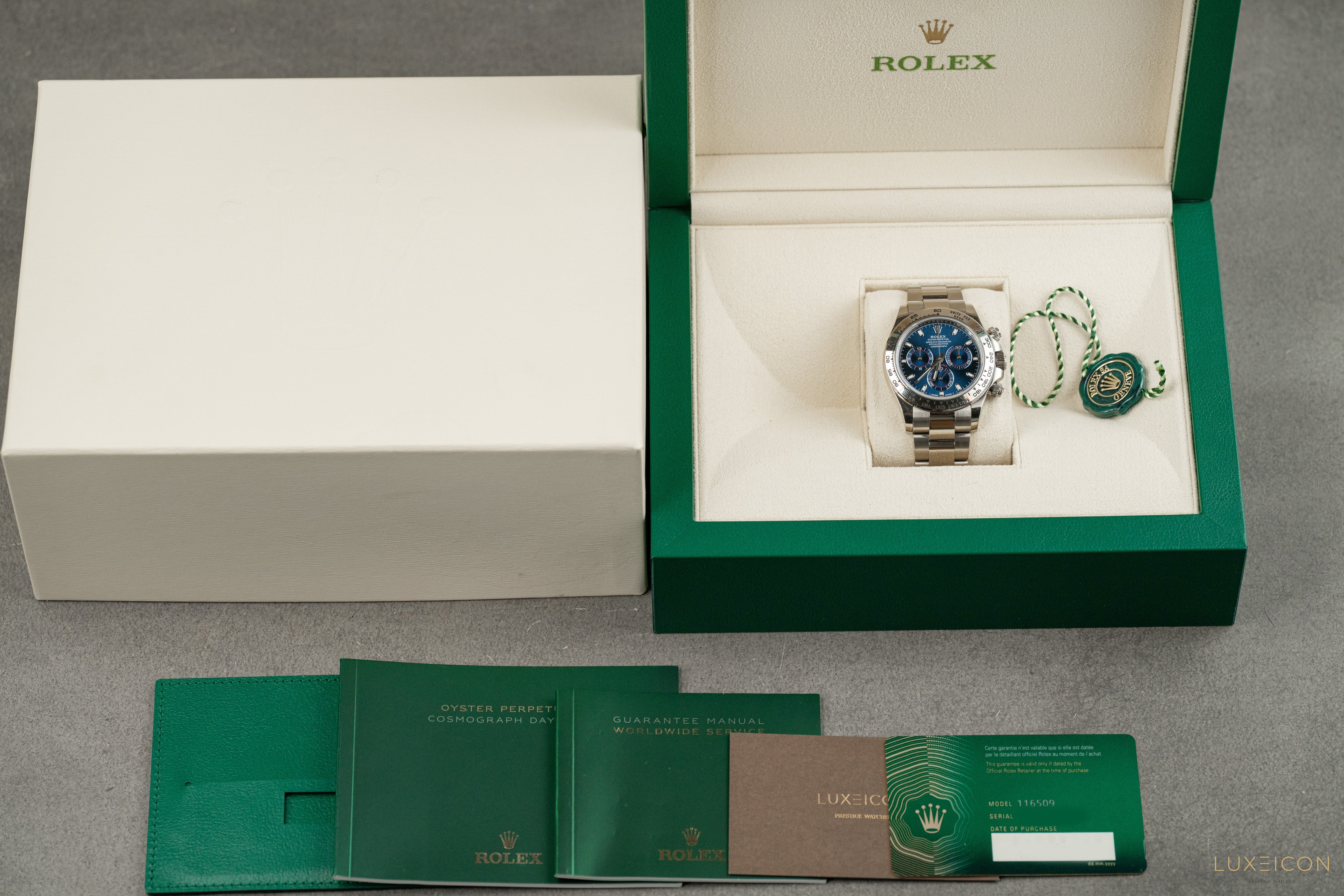 Rolex Daytona Cosmograph White Gold Blue Dial 40mm 116509 2020