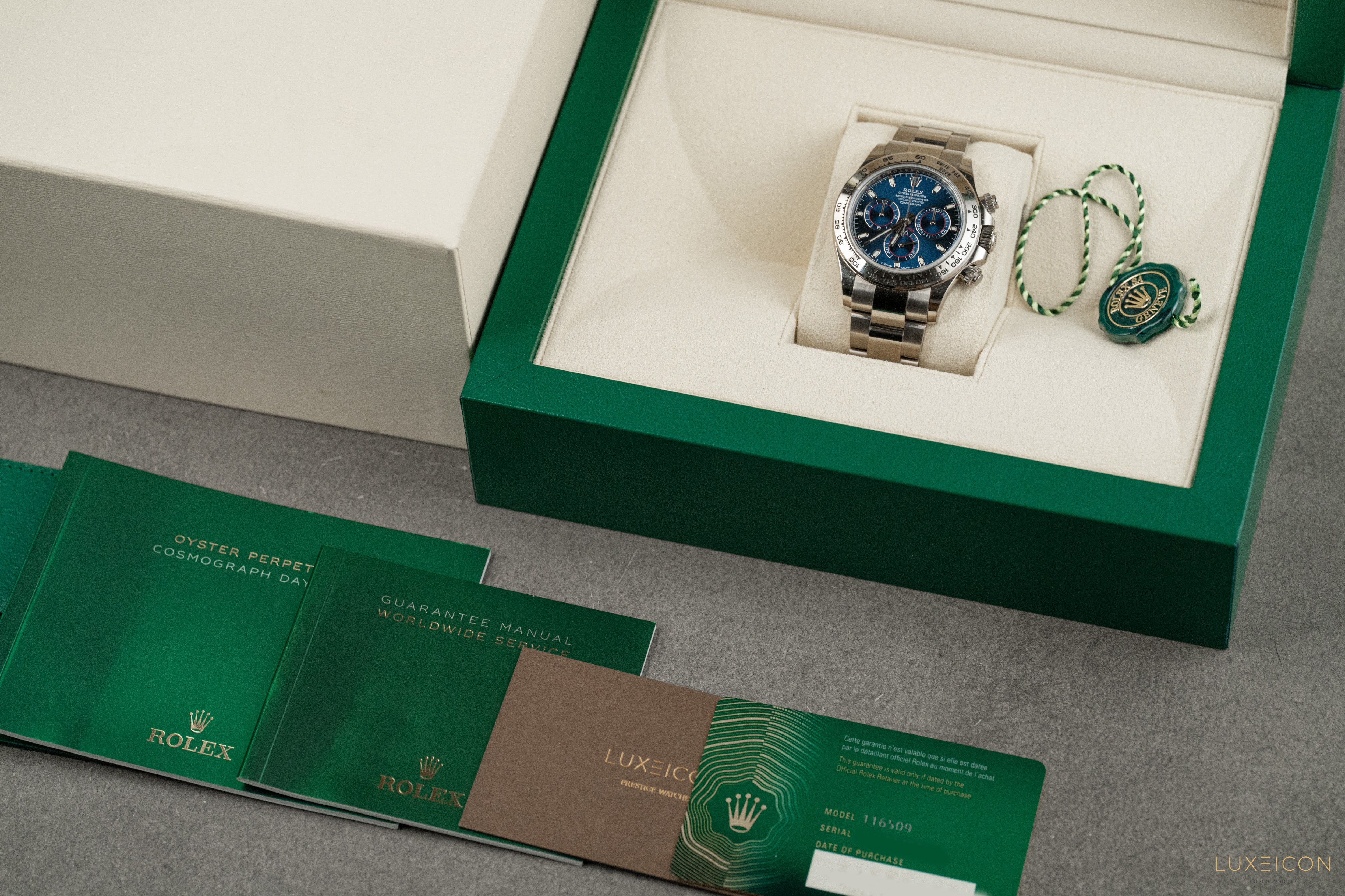 Rolex Daytona Cosmograph White Gold Blue Dial 40mm 116509 2020