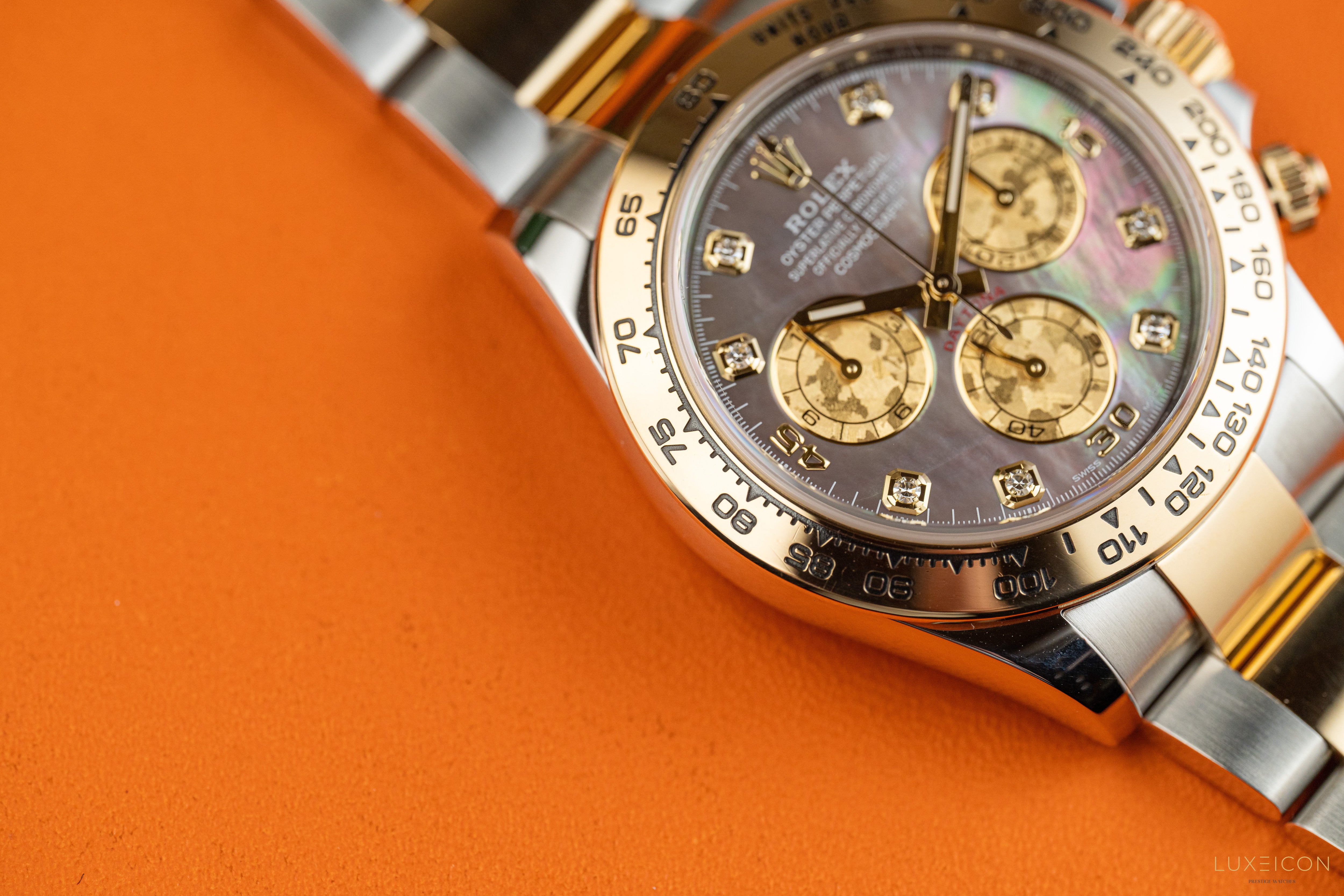 Rolex Daytona 116503 Black Mother of Pearl (MOP) Diamond Tahitian Dial Two Tone Yellow Gold 2021