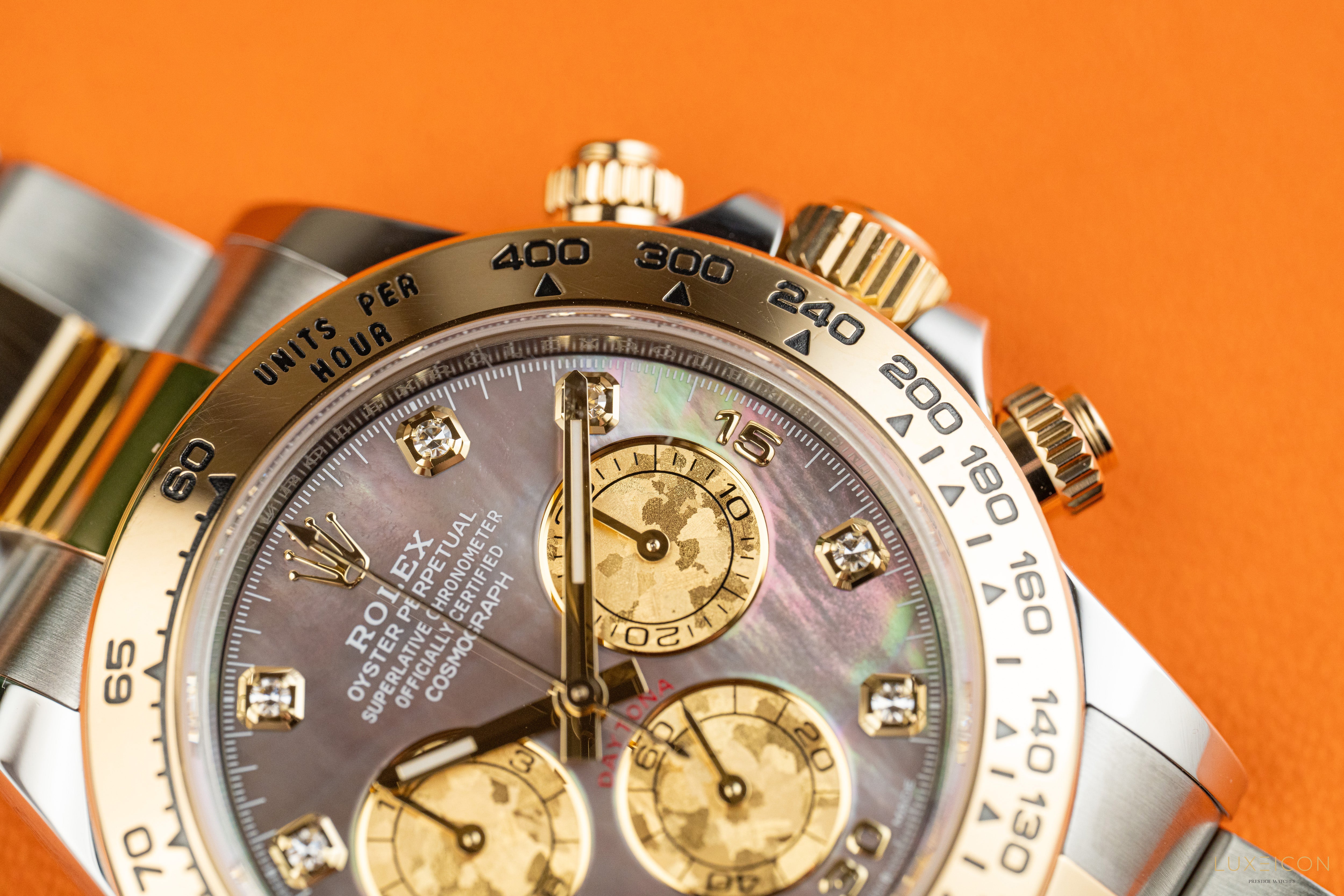 Rolex Daytona 116503 Black Mother of Pearl (MOP) Diamond Tahitian Dial Two Tone Yellow Gold 2021