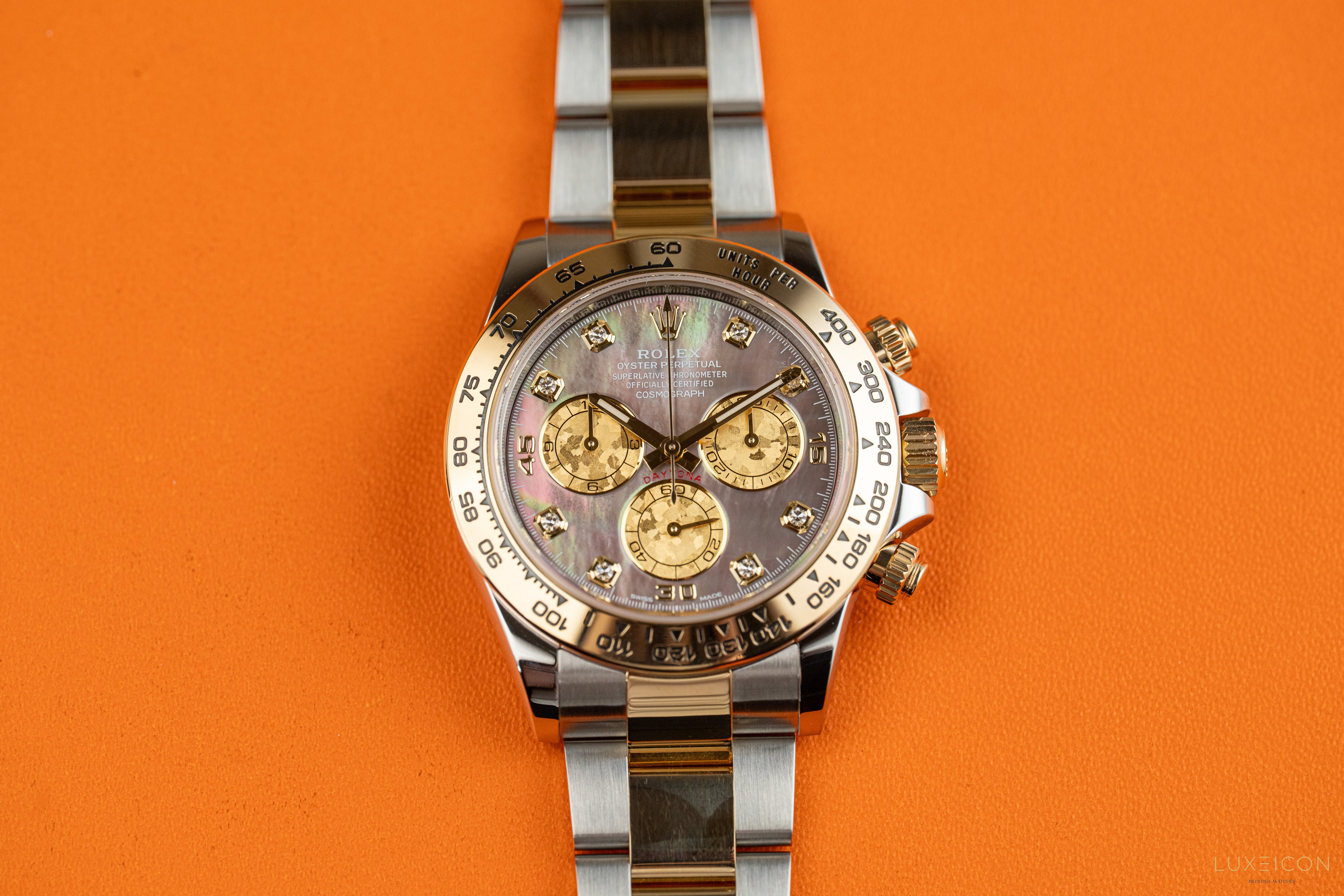 Rolex Daytona 116503 Black Mother of Pearl (MOP) Diamond Tahitian Dial Two Tone Yellow Gold 2021