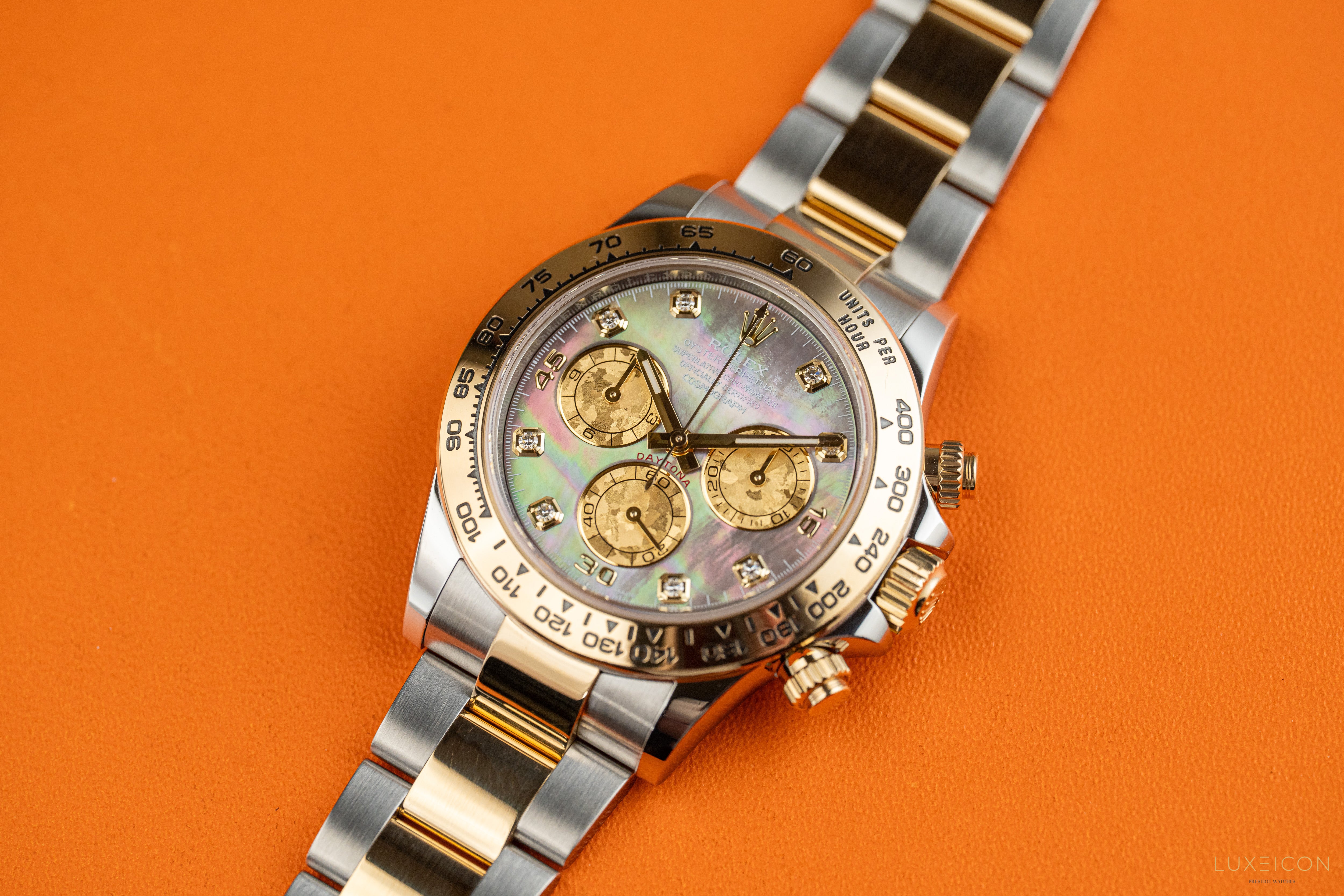 Rolex Daytona 116503 Black Mother of Pearl (MOP) Diamond Tahitian Dial Two Tone Yellow Gold 2021