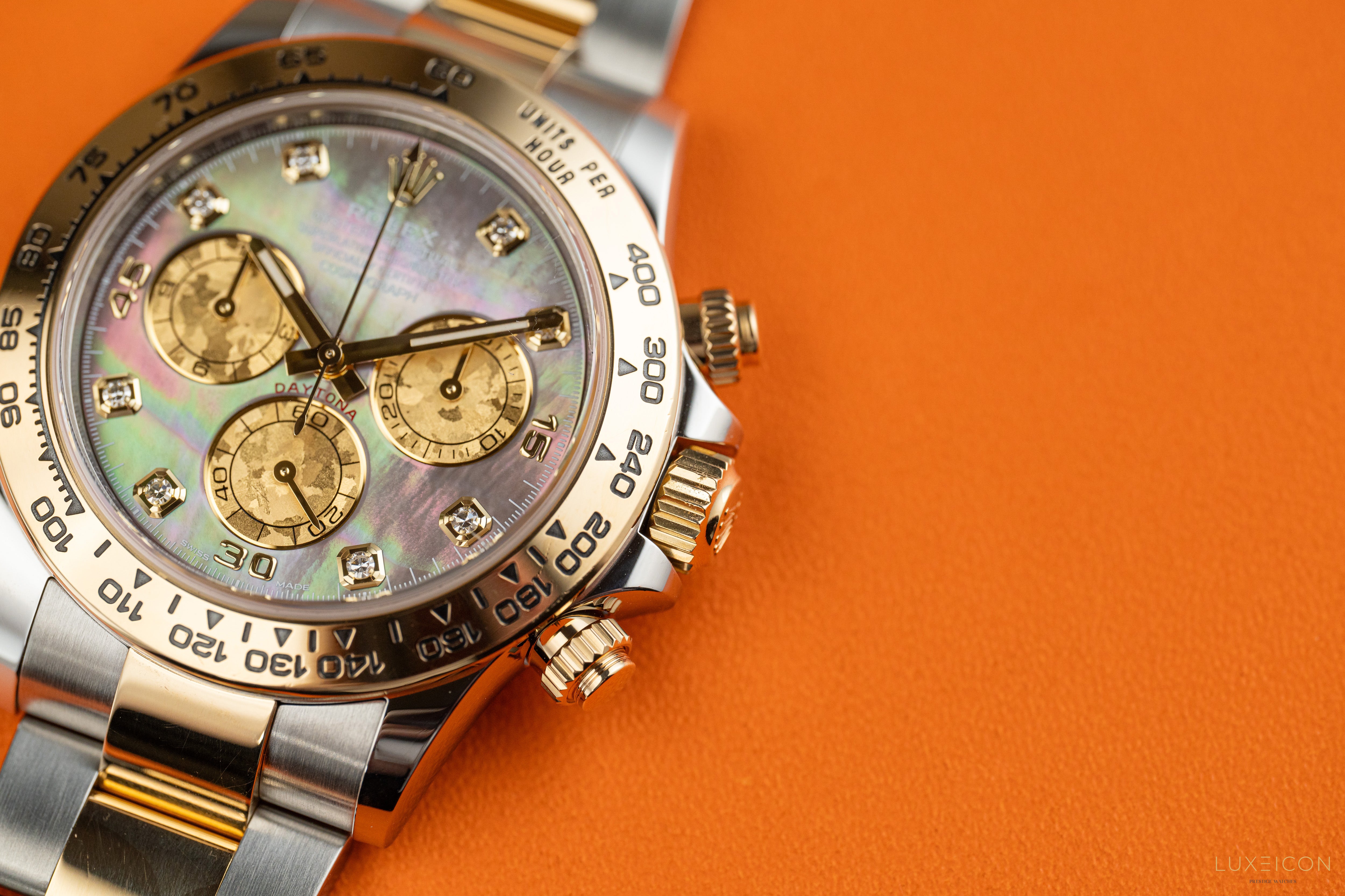 Rolex Daytona 116503 Black Mother of Pearl (MOP) Diamond Tahitian Dial Two Tone Yellow Gold 2021