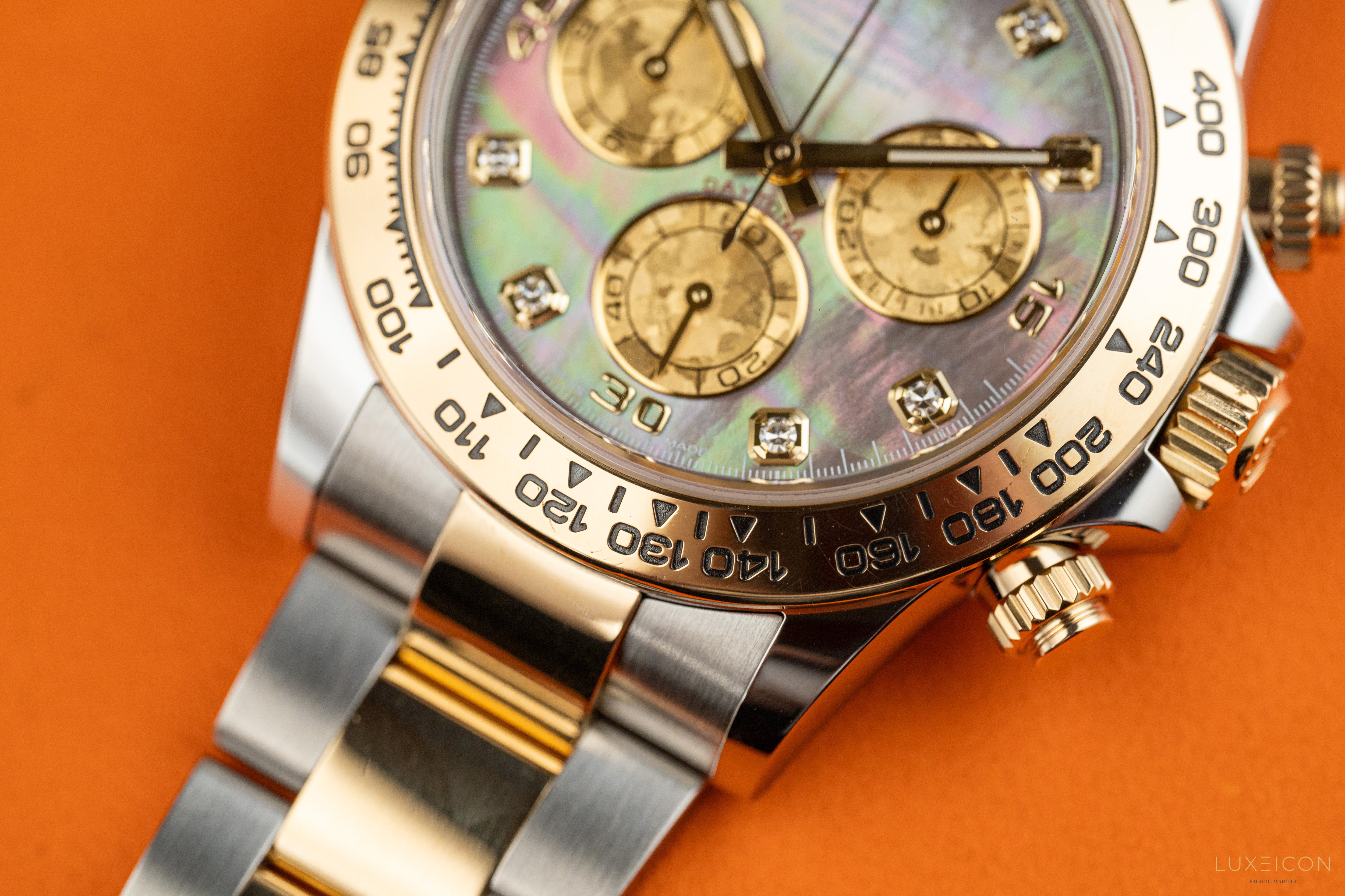 Rolex Daytona 116503 Black Mother of Pearl (MOP) Diamond Tahitian Dial Two Tone Yellow Gold 2021