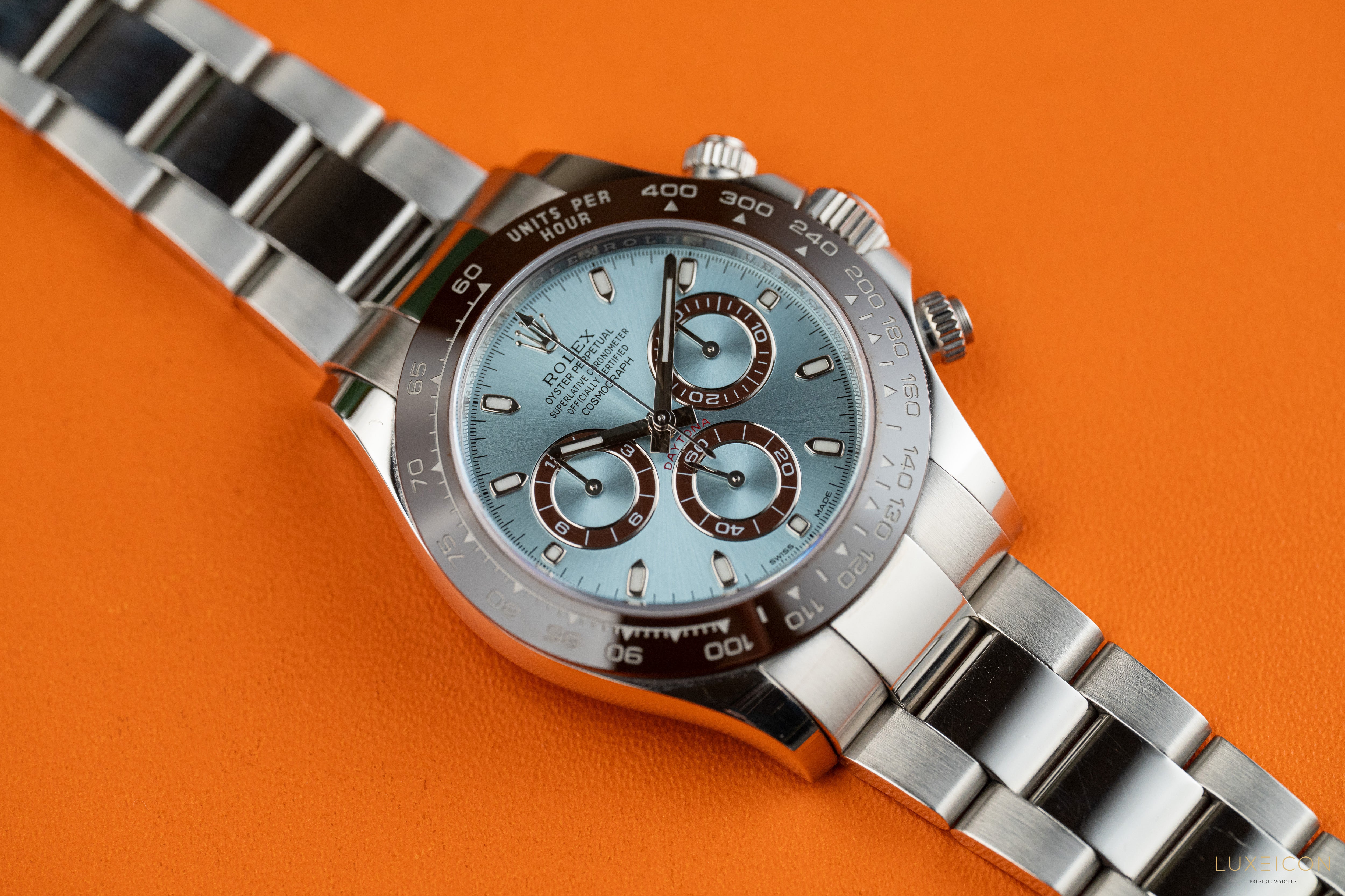 Rolex Cosmograph Daytona Platinum Ice Blue Index Dial 40mm 116506