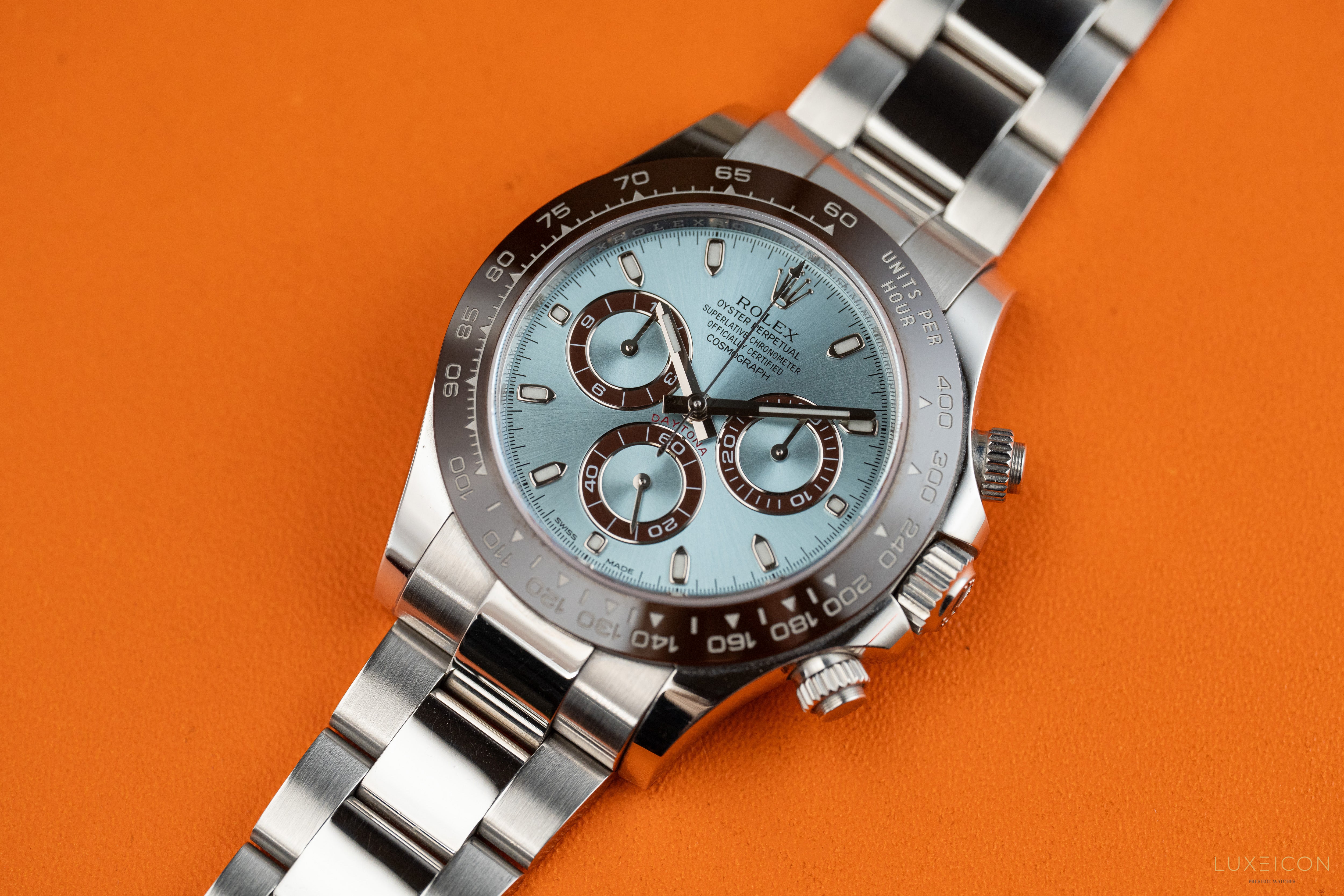 Rolex Cosmograph Daytona Platinum Ice Blue Index Dial 40mm 116506