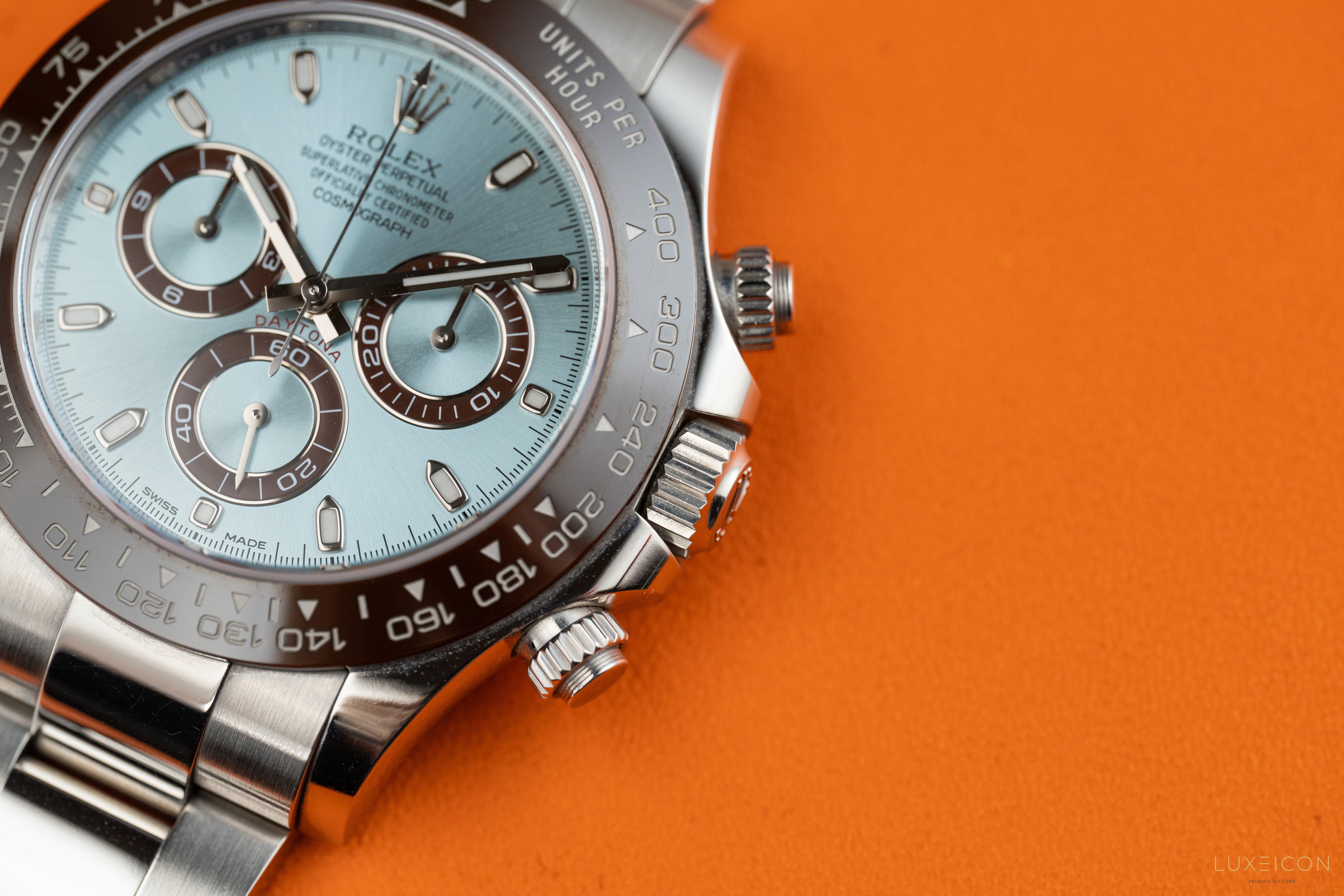 Rolex Cosmograph Daytona Platinum Ice Blue Index Dial 40mm 116506