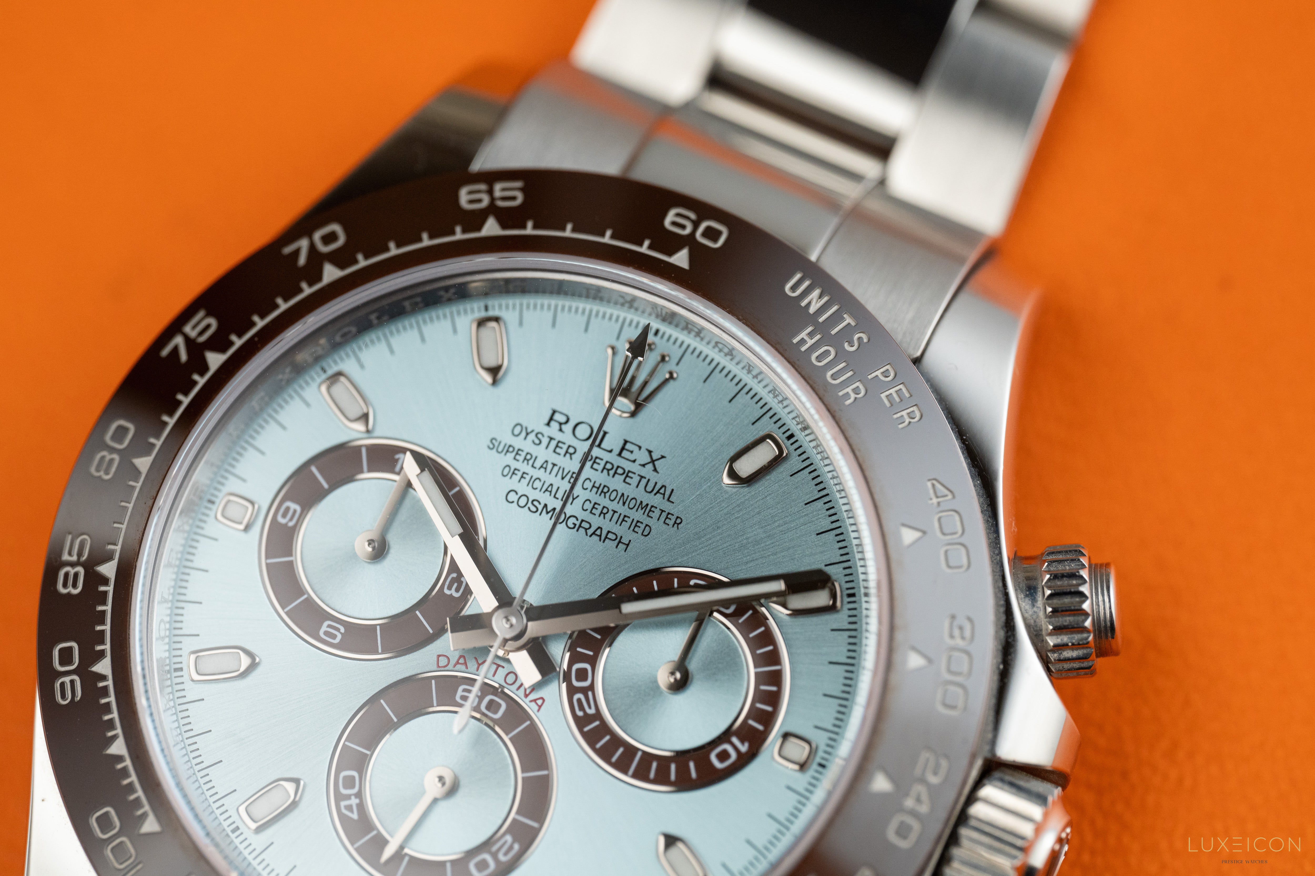 Rolex Cosmograph Daytona Platinum Ice Blue Index Dial 40mm 116506
