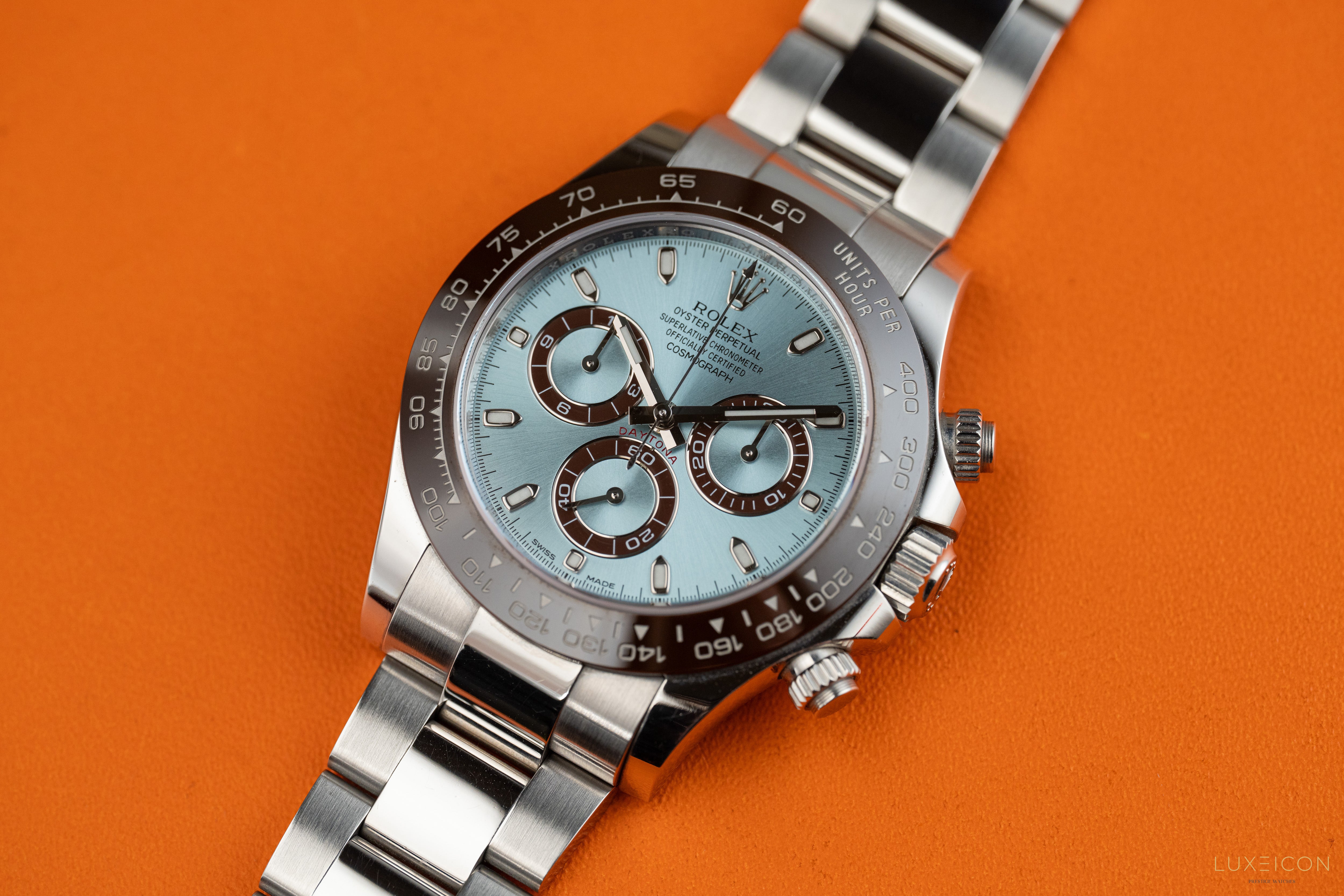 Rolex Cosmograph Daytona Platinum Ice Blue Index Dial 40mm 116506